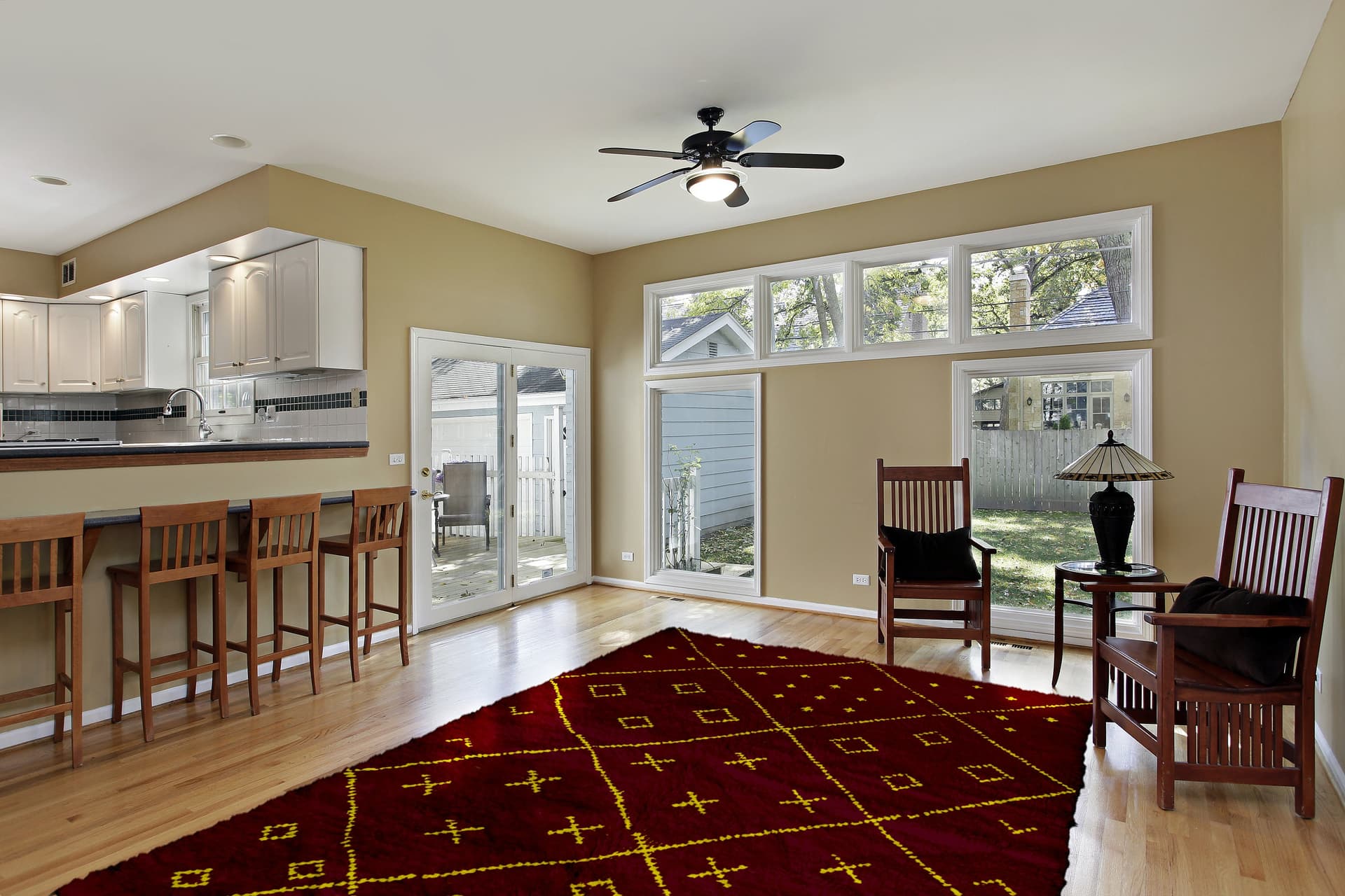 Burgundy Yellow Diamond Rug