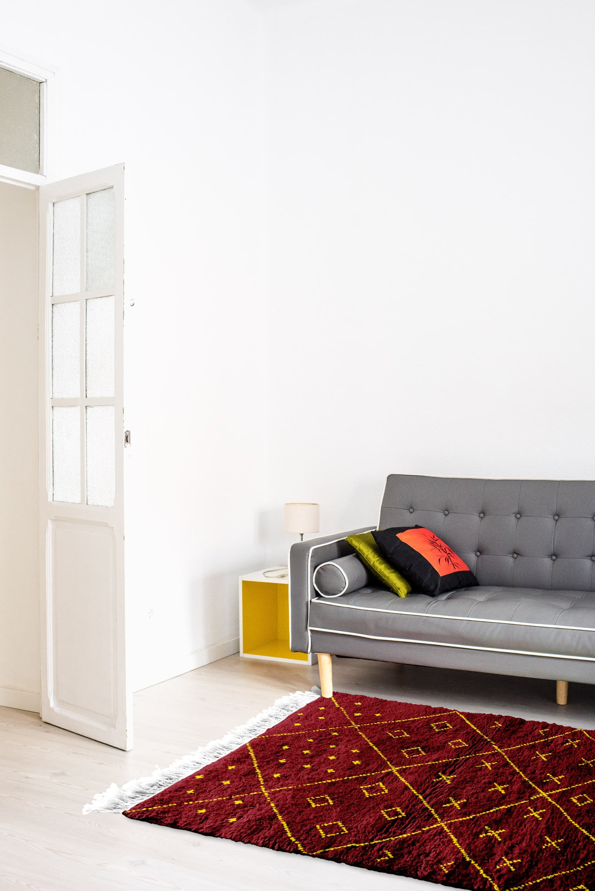 Burgundy Yellow Diamond Rug