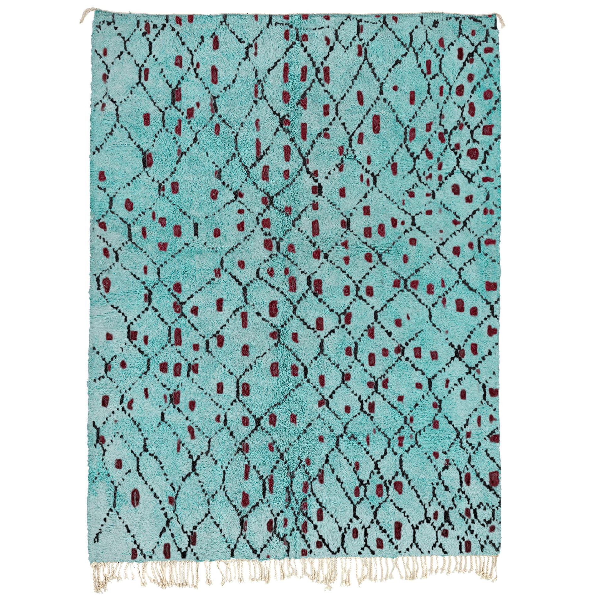 Turquoise Speckled Diamond Beni Mrirt Rug