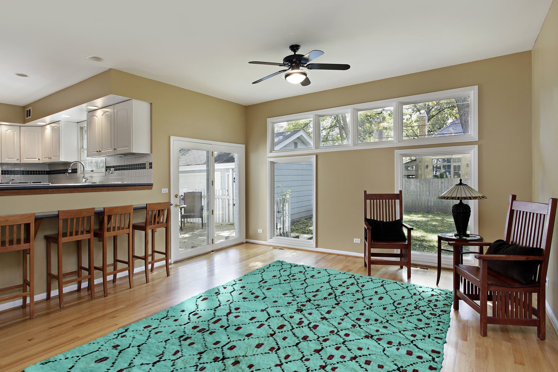 Turquoise Speckled Diamond Beni Mrirt Rug