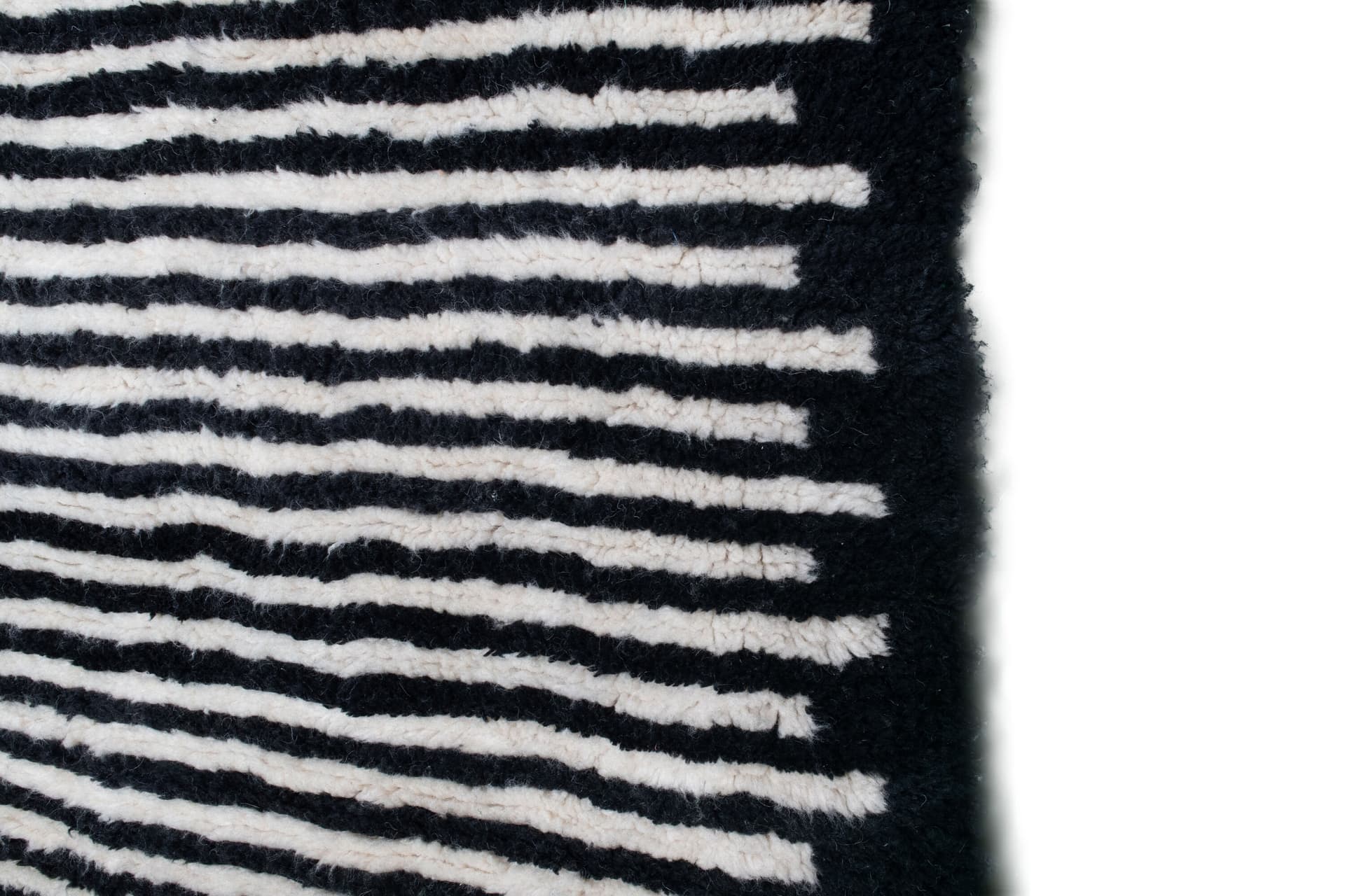 Moroccan Rug Beni Ourain 5x7 Wool Black Ivory Minimalist Living Room