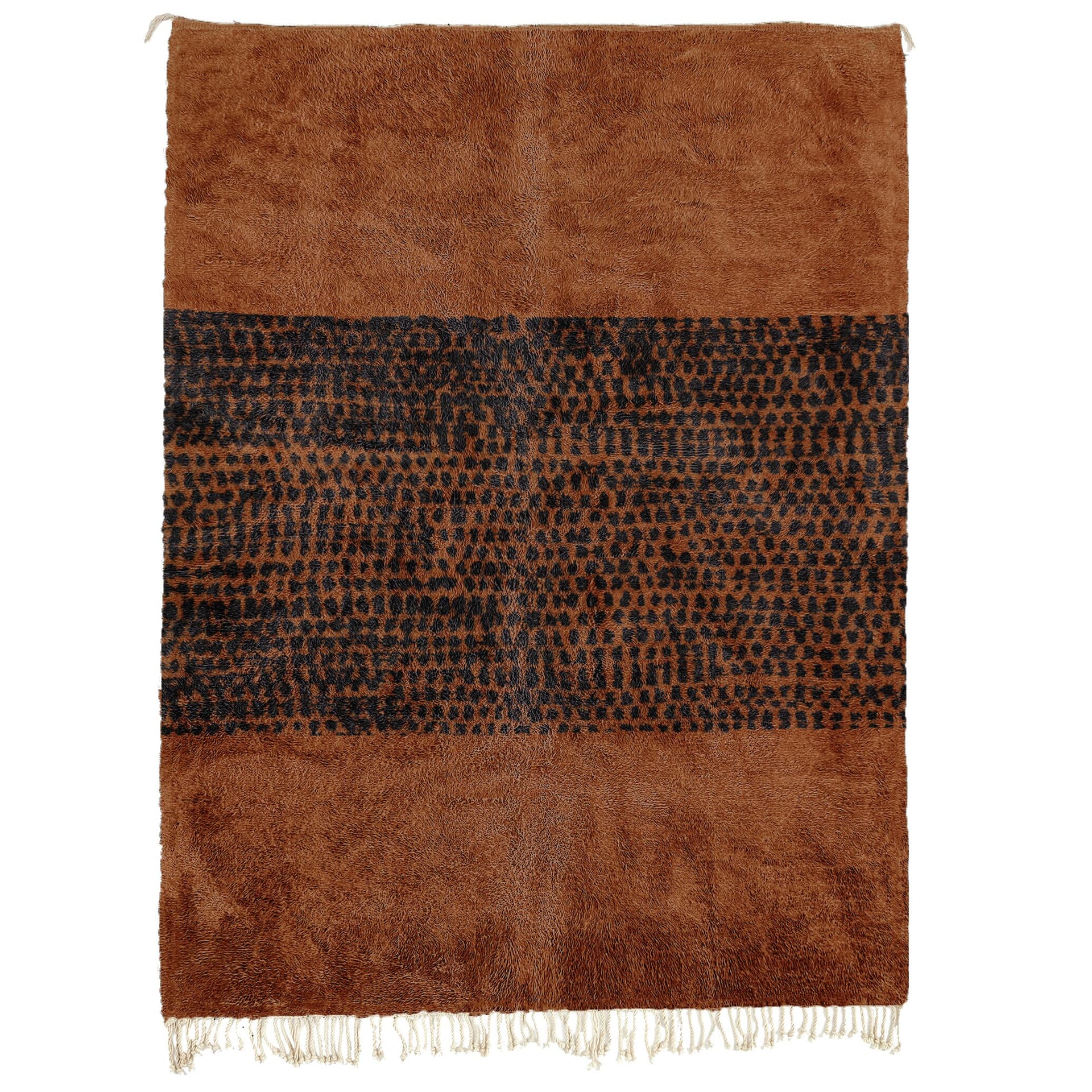 Brown Dotted Band Beni Ourain Rug