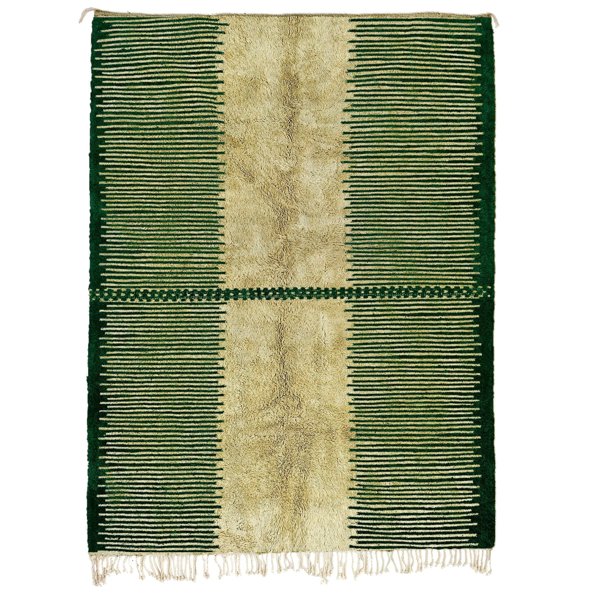 Green Ivory Striped Beni Mrirt Rug