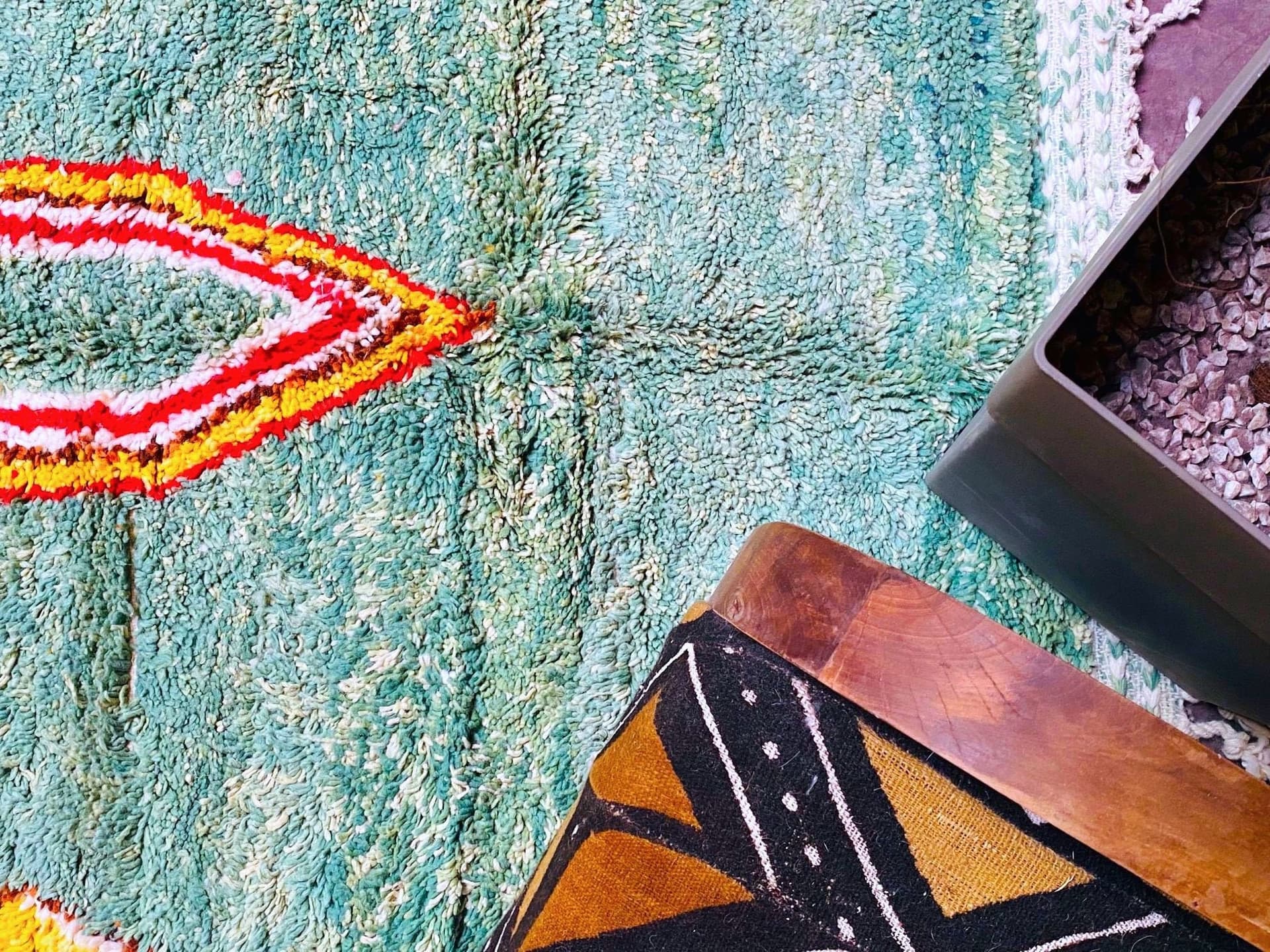Green Lozenge Motif Rug