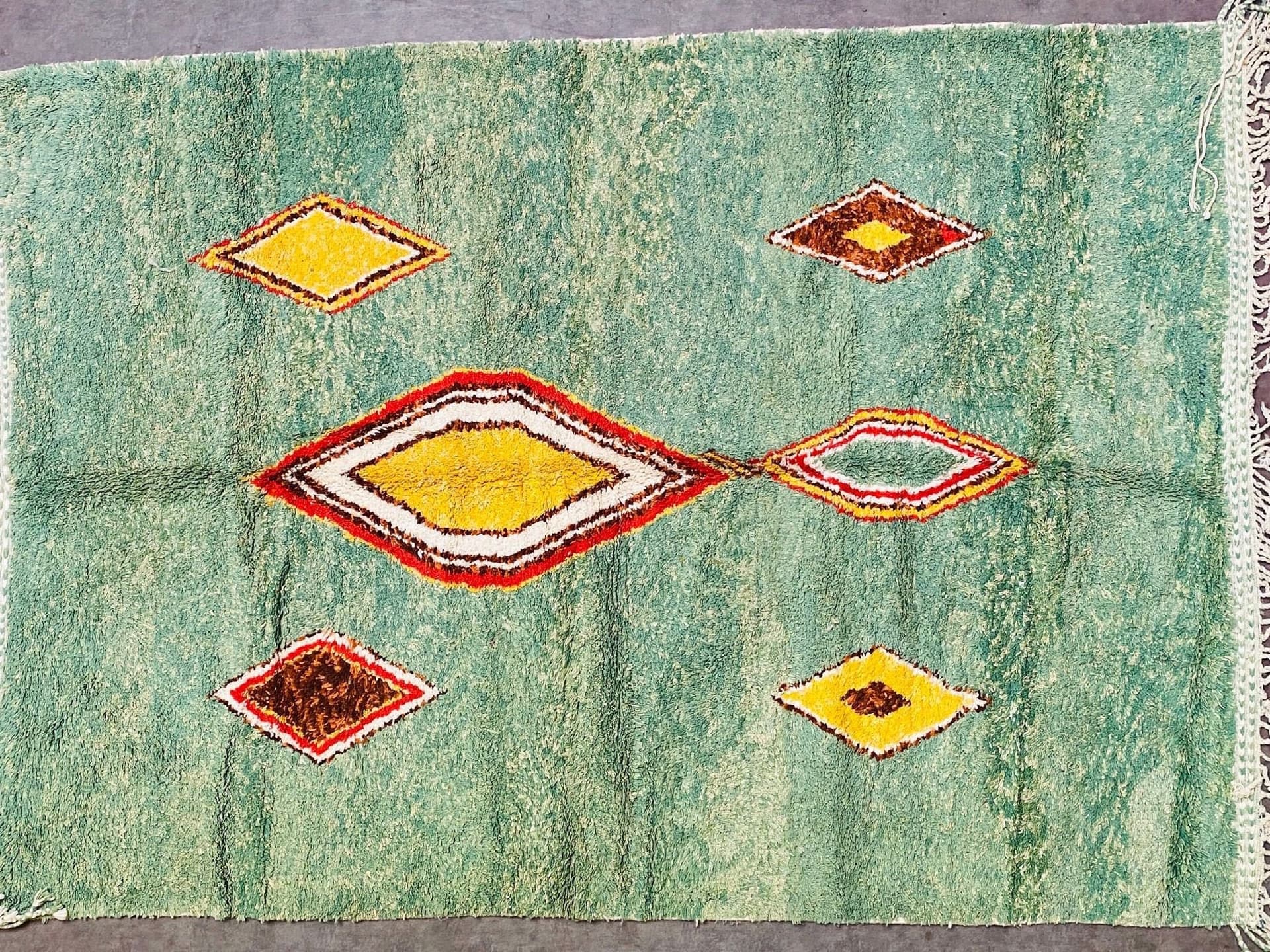 Green Lozenge Motif Rug