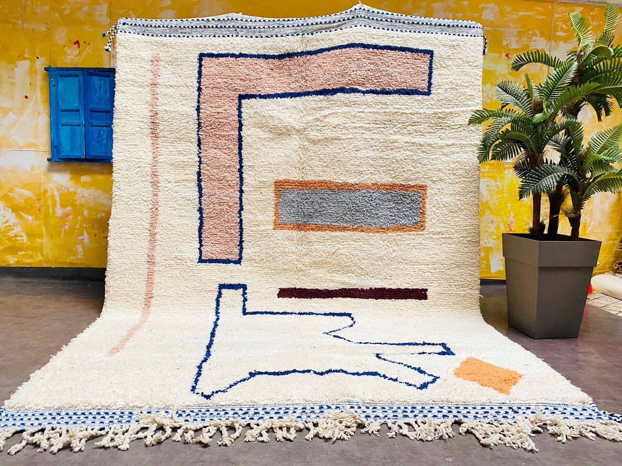 Neutral Linear Beni Ourain Rug