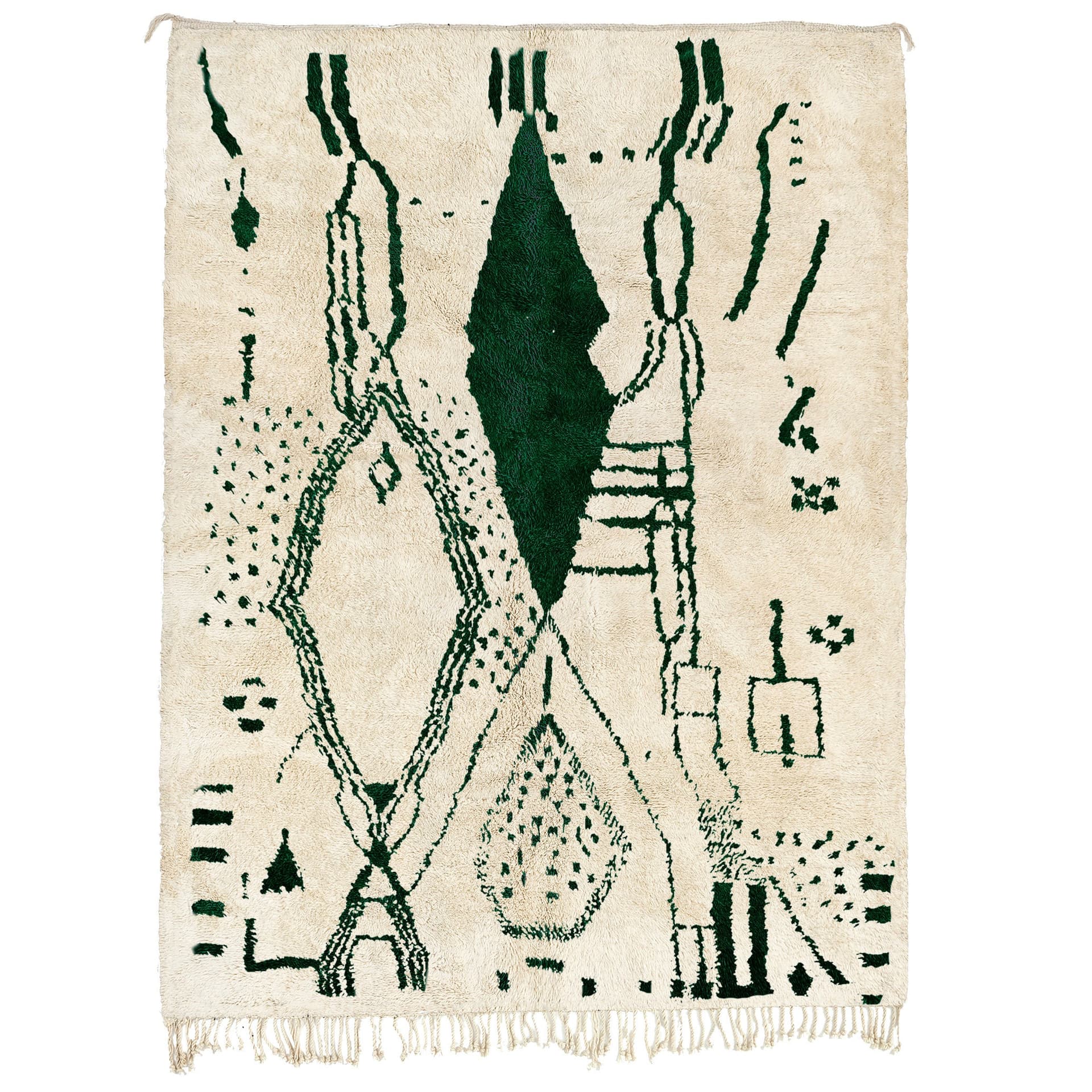 Ivory Green Diamond Beni Ourain Rug