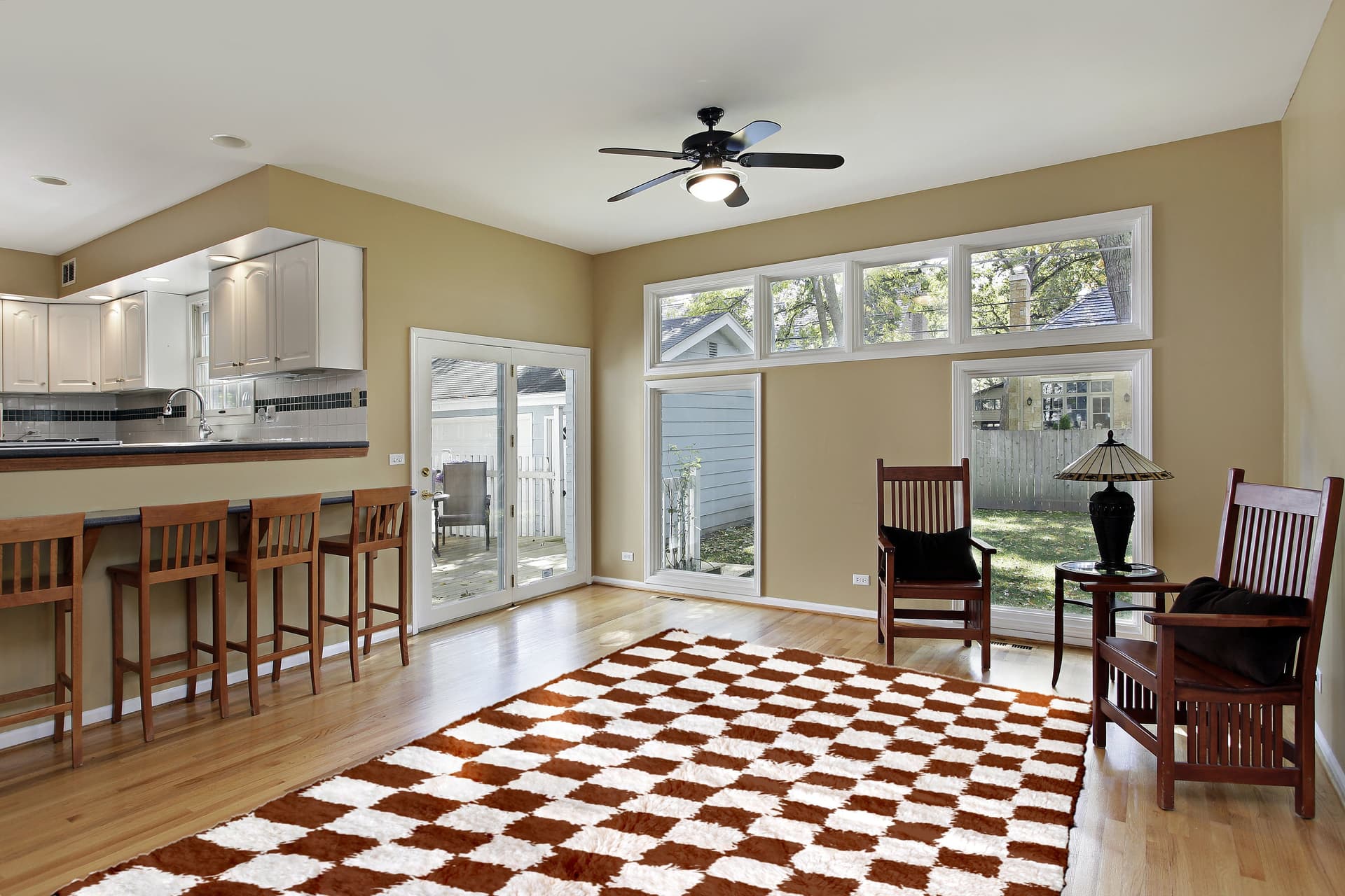 Brown Checkered Fringe Rug