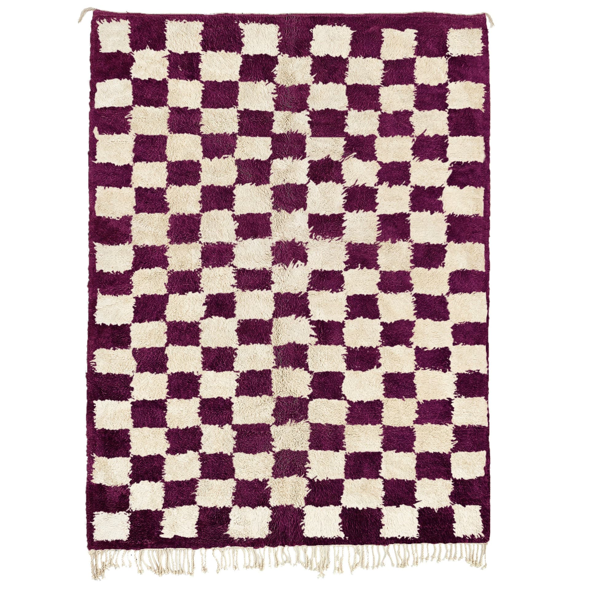 Plum Checkered Beni Mrirt Rug