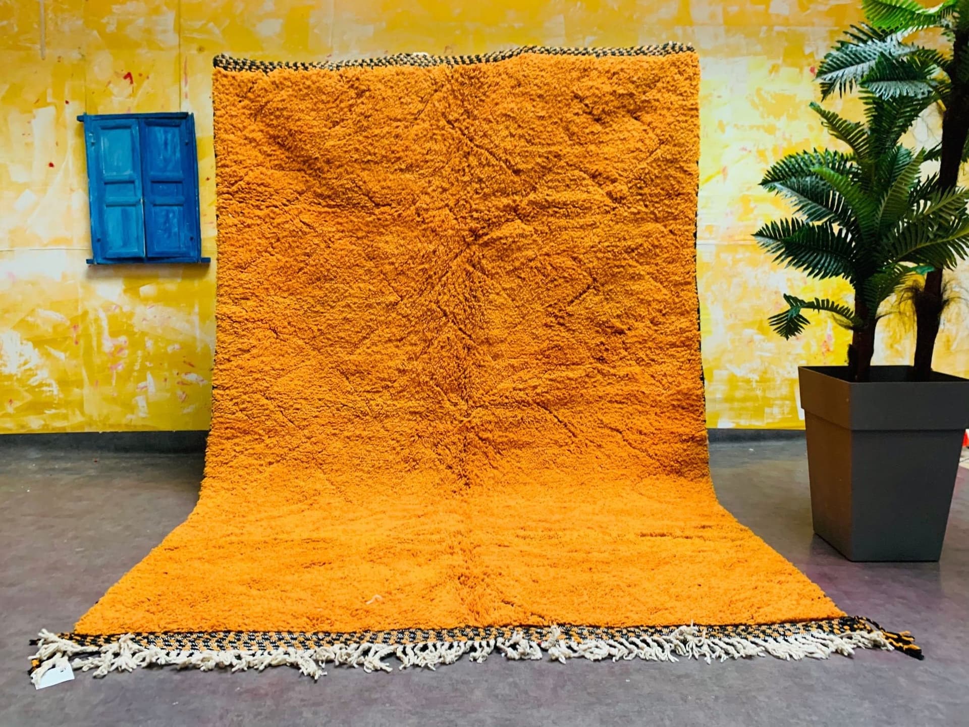 Orange Tasseled Beni Ourain Rug