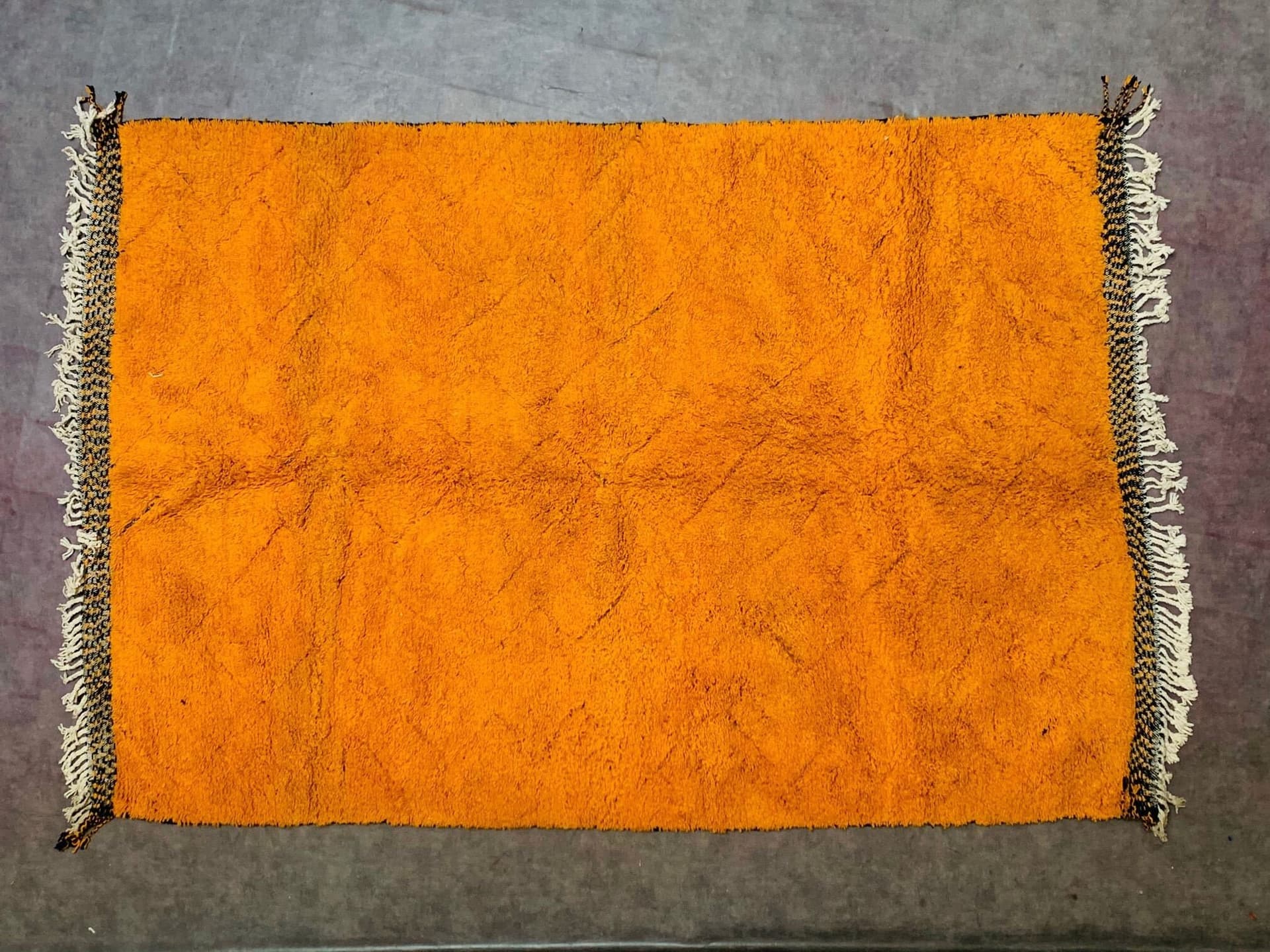 Orange Tasseled Beni Ourain Rug