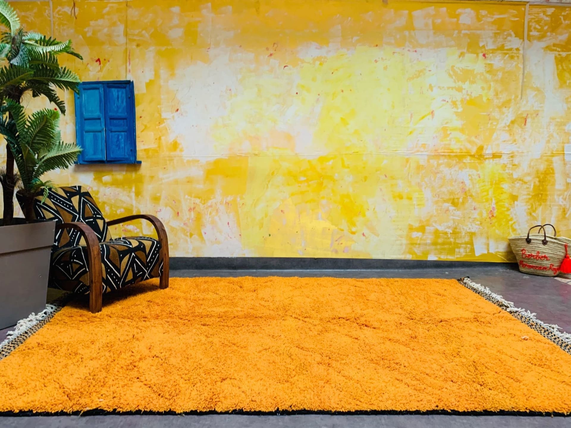 Orange Tasseled Beni Ourain Rug