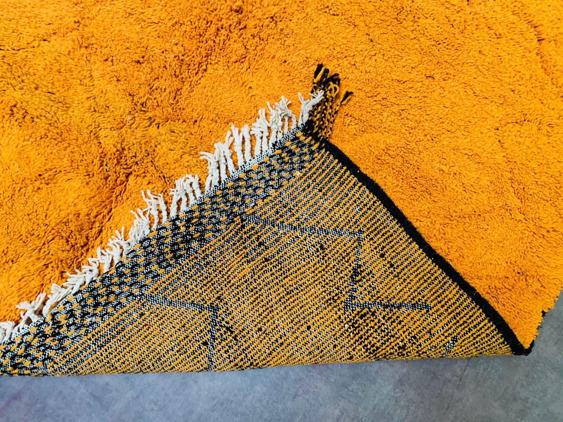 Orange Tasseled Beni Ourain Rug