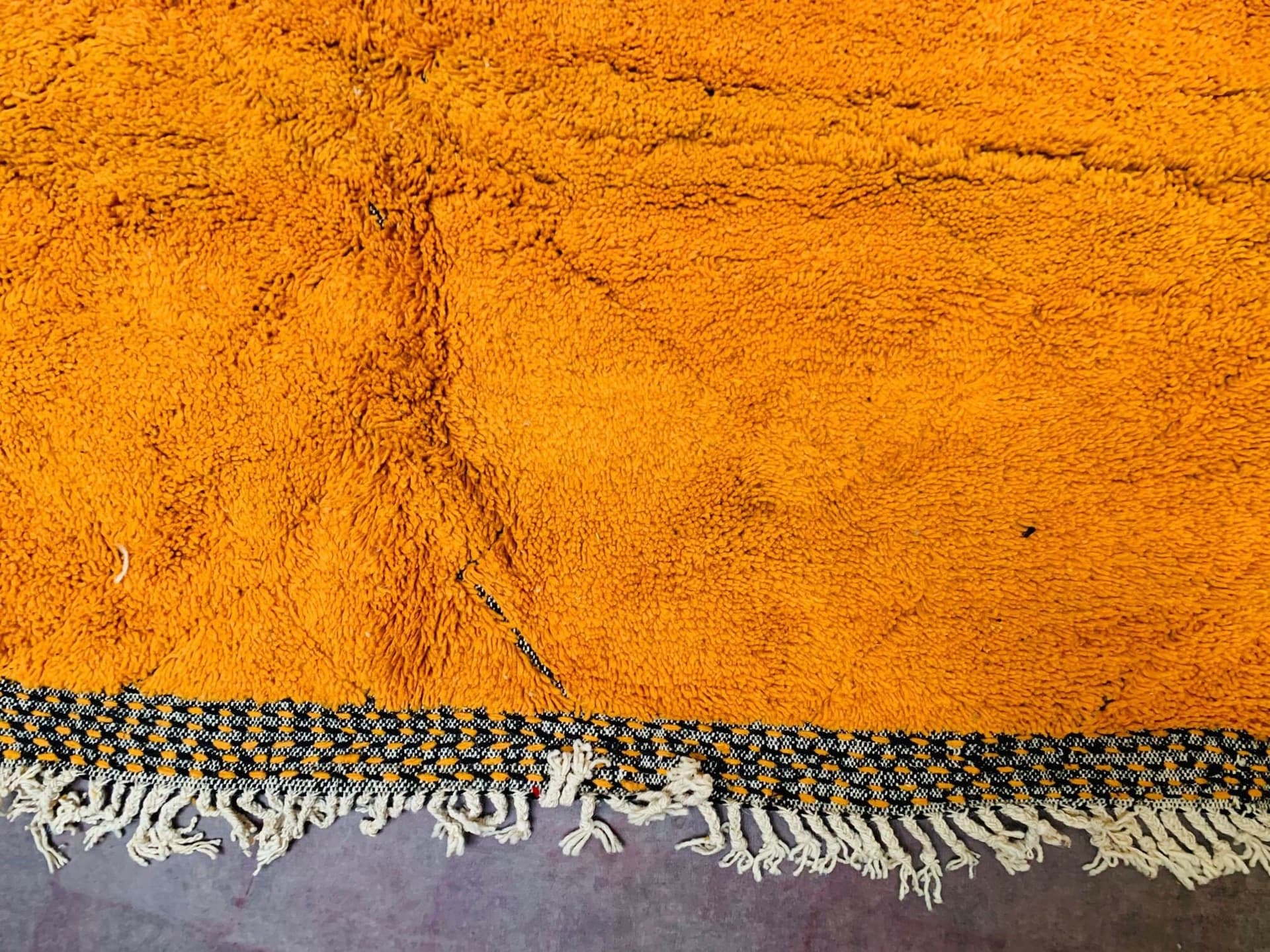Orange Tasseled Beni Ourain Rug