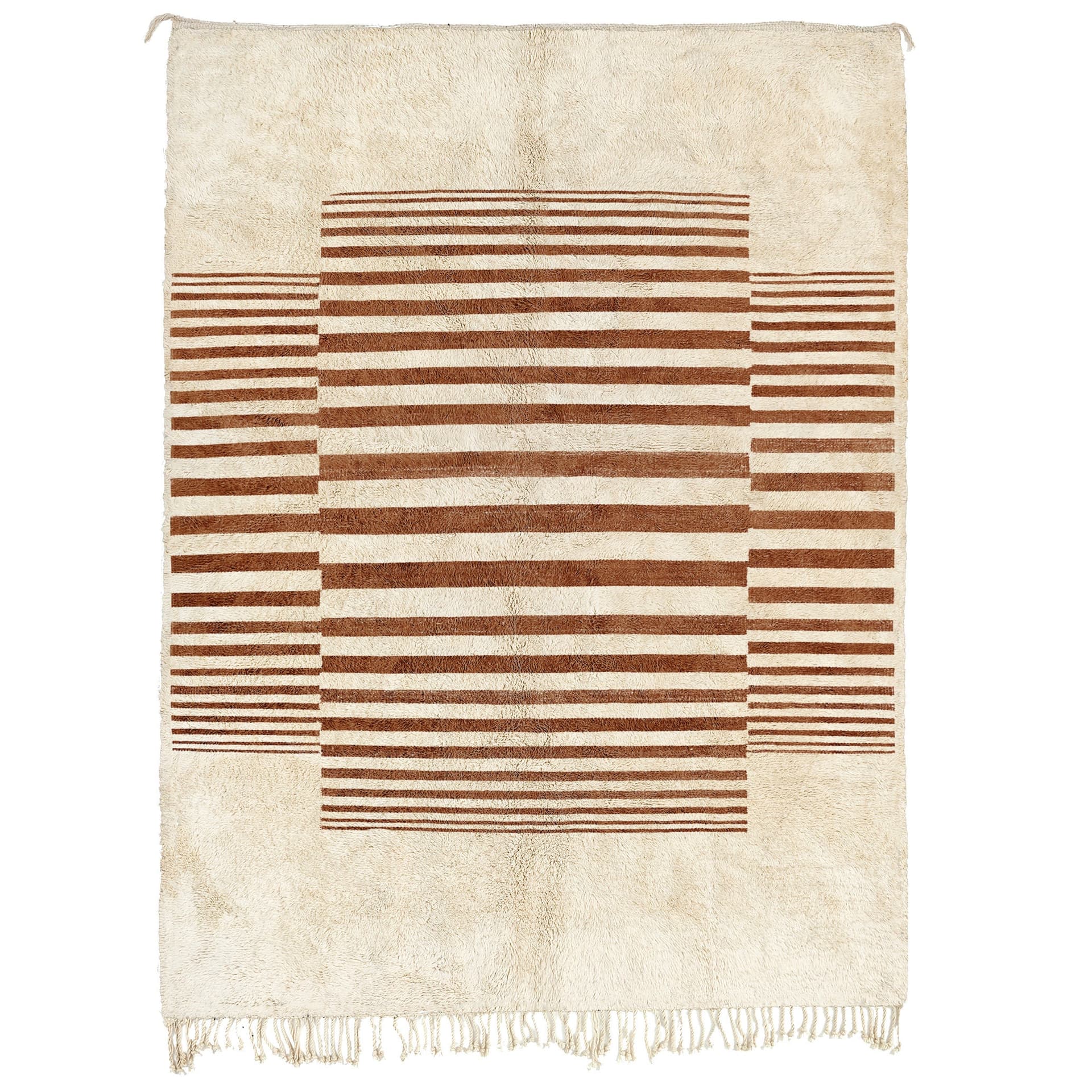 Ivory Framed Stripe Beni Mrirt Rug