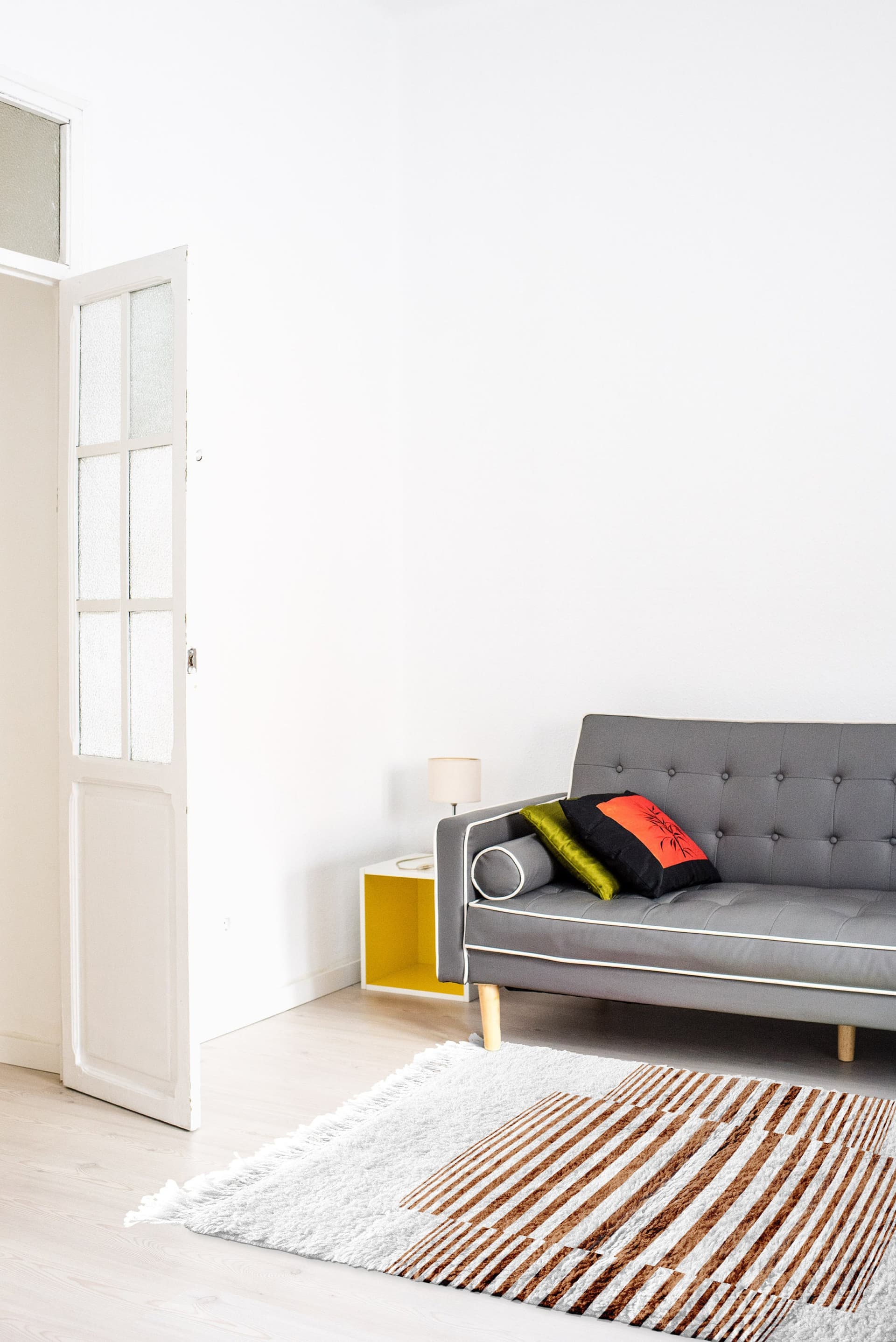 Ivory Framed Stripe Beni Mrirt Rug