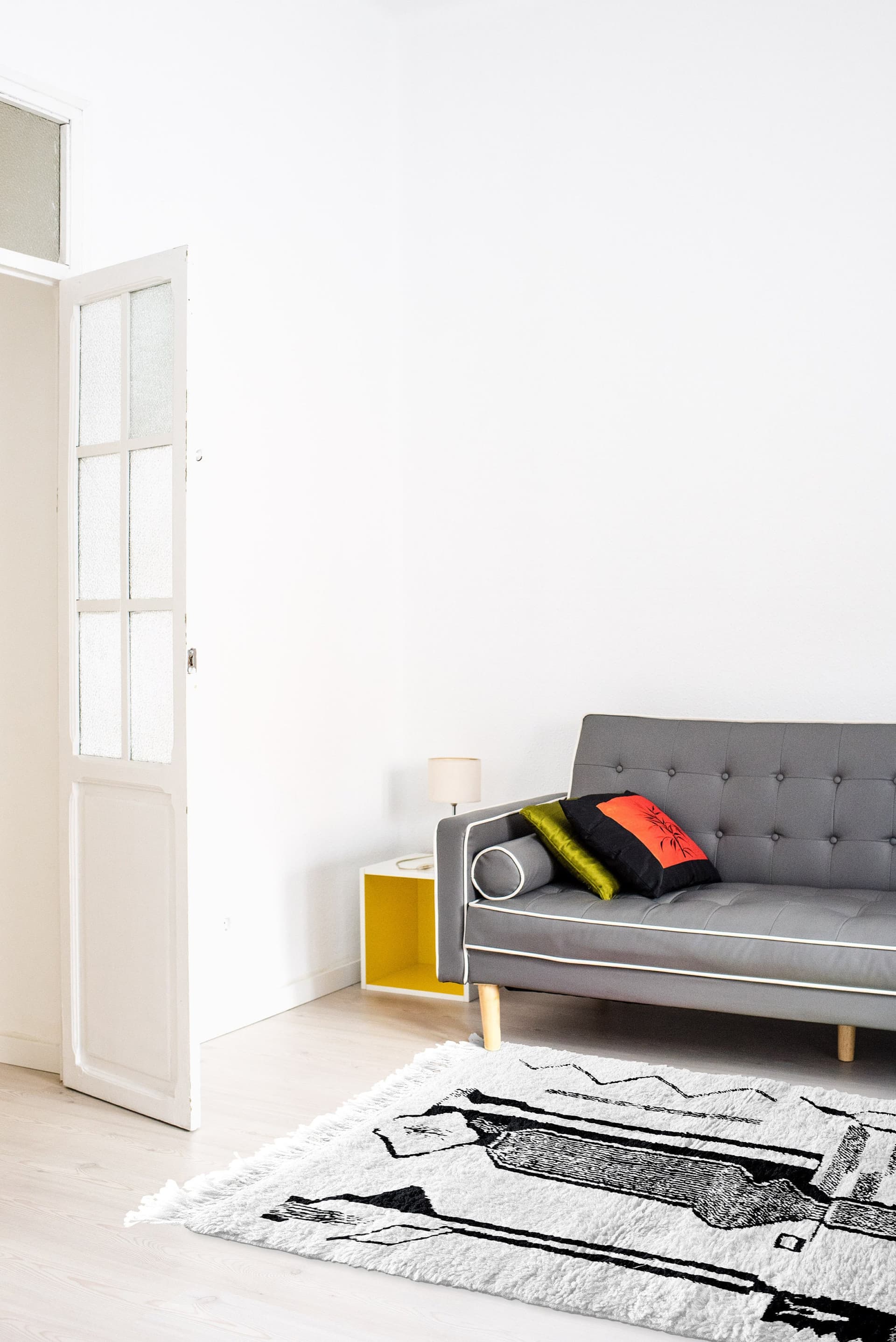 Ivory Abstract Line Beni Ourain Rug