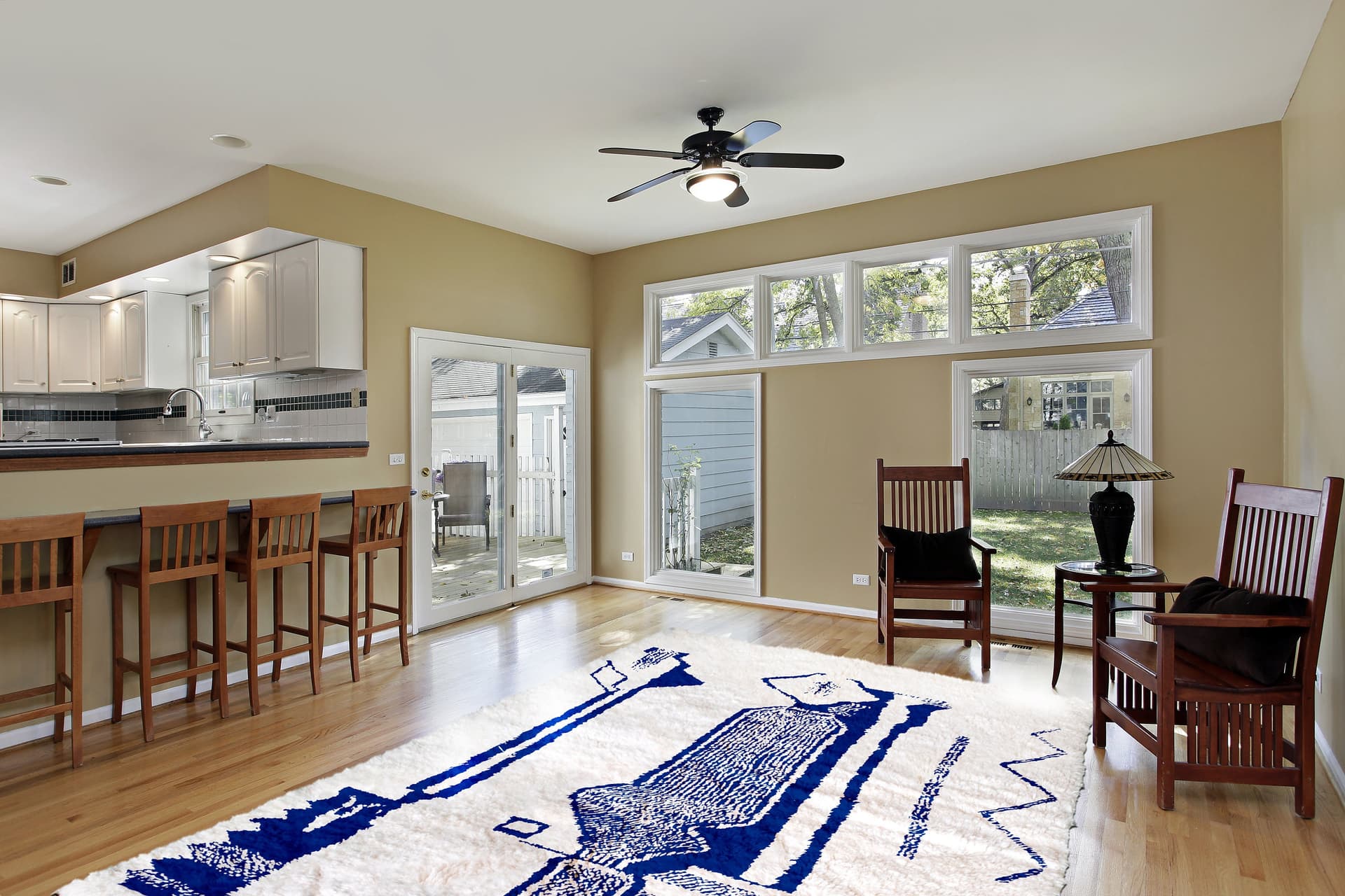 Ivory Blue Linear Beni Ourain Rug