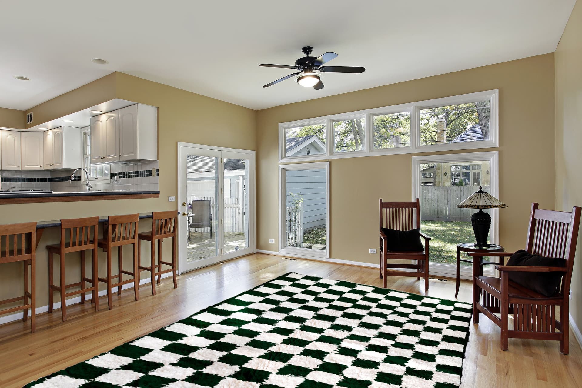 Green Ivory Checkered Rug