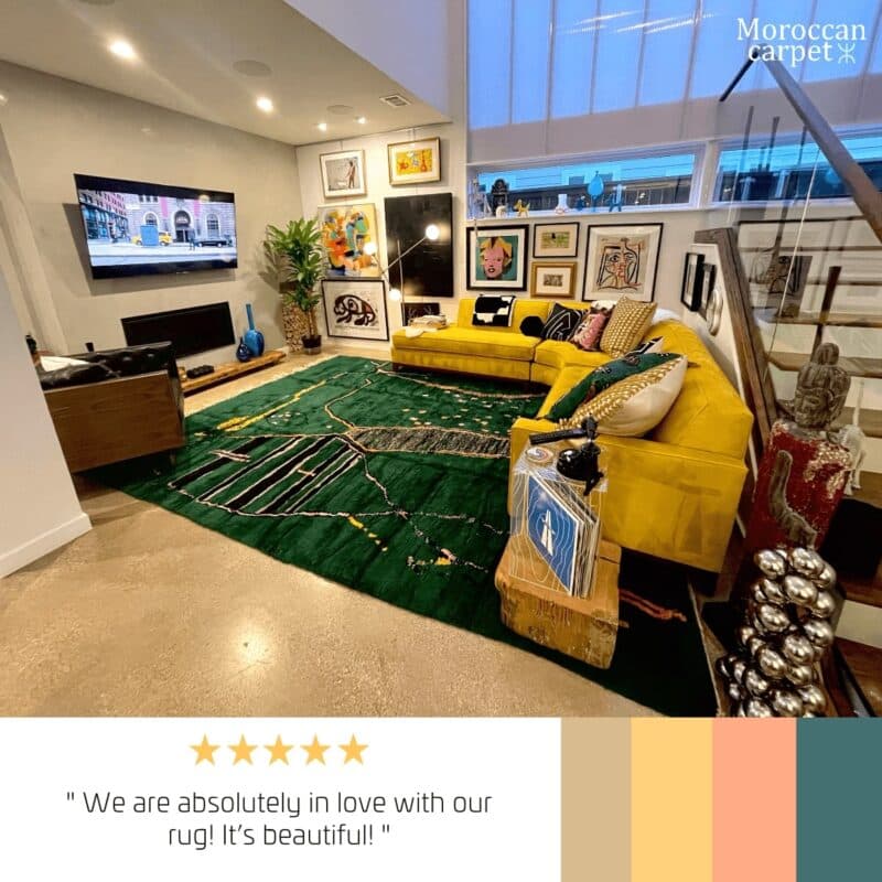 Happy customer with authentic Moroccan rug