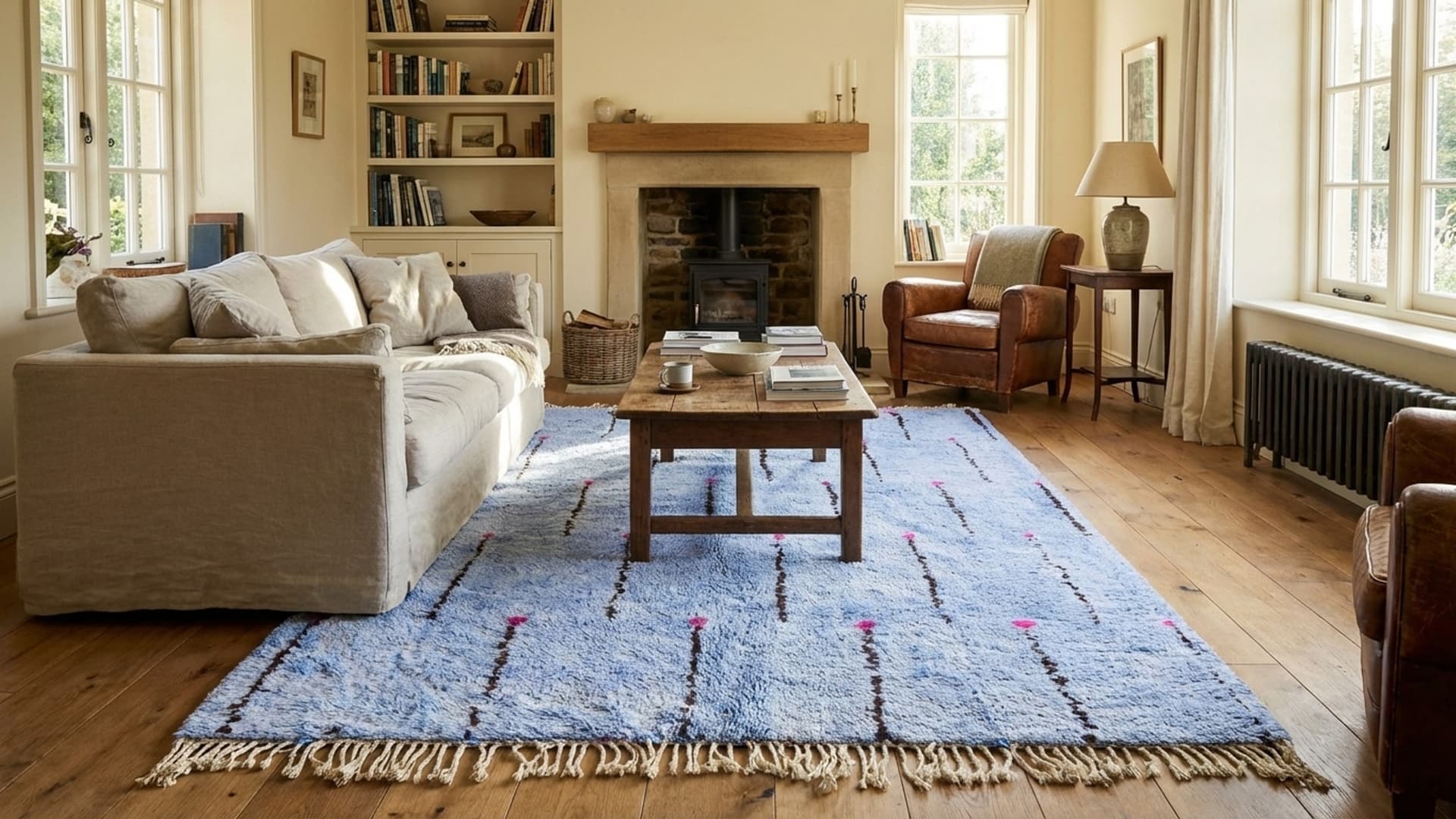 Marokkolainen Matto Käsintehty Villa Räätälöity Koko - Vaaleansininen Moderni Boho Alue Matto Olohuoneeseen Makuuhuoneeseen - Mrirt