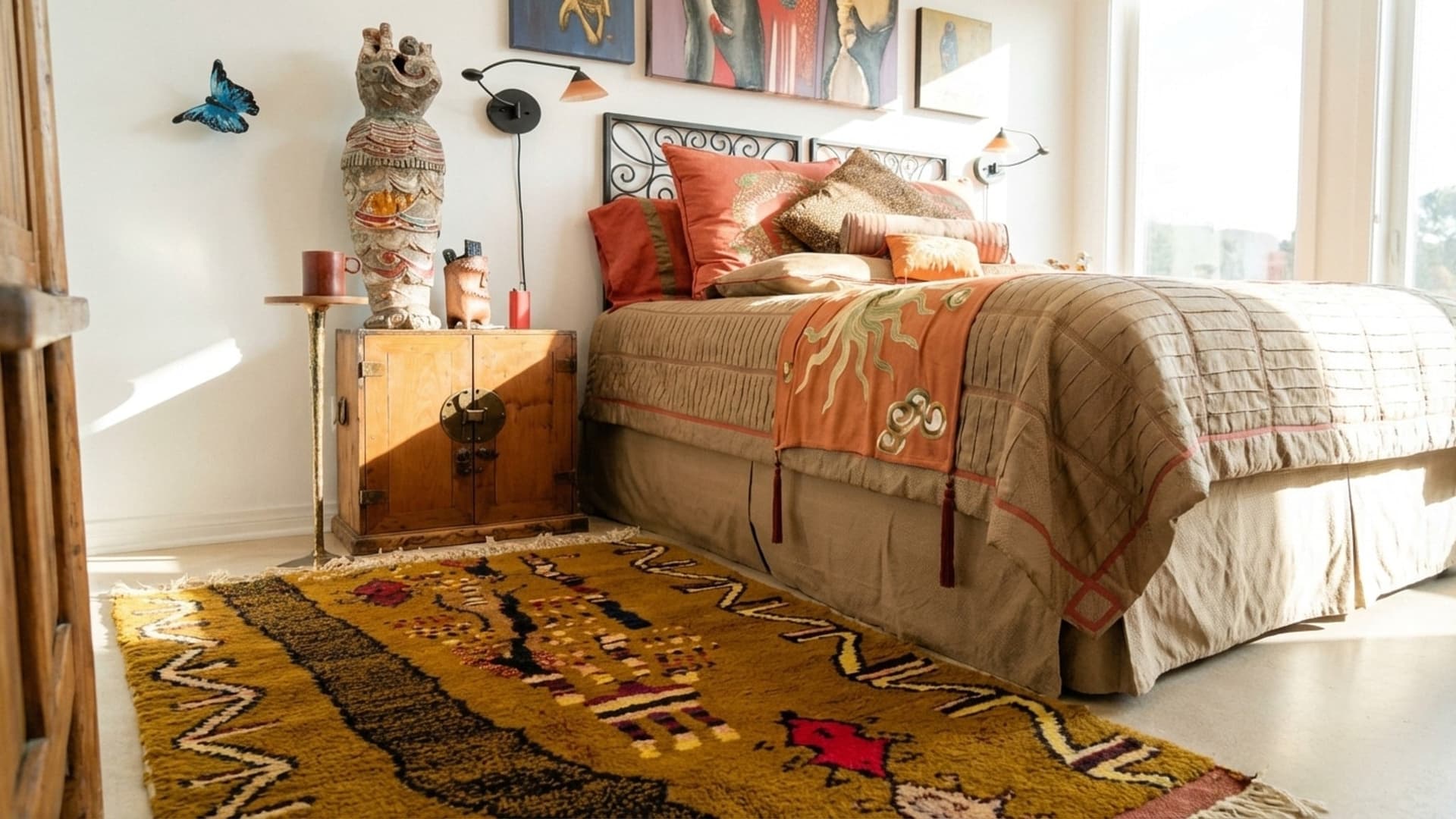 Marokkolainen Matto Käsintehty Villa Mukautettu Koko - Ruskea Neutraali Boho Alue Matto Olohuoneeseen Makuuhuoneeseen - Berber Heimo