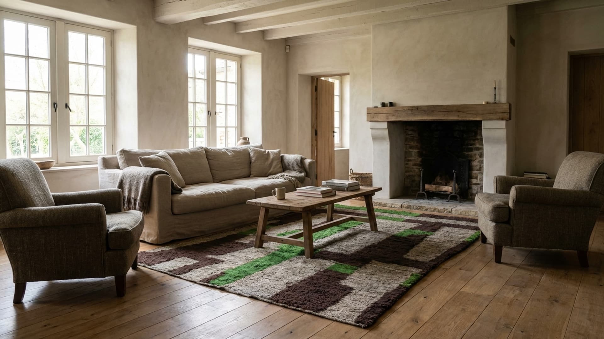 Marokkolainen Käsintehty Villa Matto 7x10 - Neutraali Harmaa Ruskea Vihreä Moderni Boho Alue Matto Olohuoneeseen Makuuhuoneeseen - Mrirt