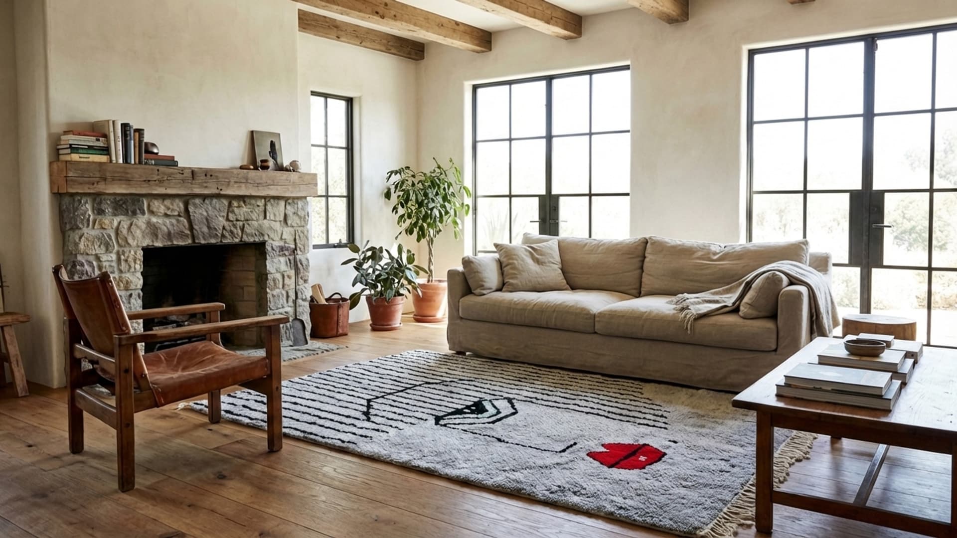 Alfombra Marroquí Hecha a Mano de Lana 8x10 - Alfombra Moderna Abstracta Gris Neutro para Sala de Estar y Dormitorio Berber