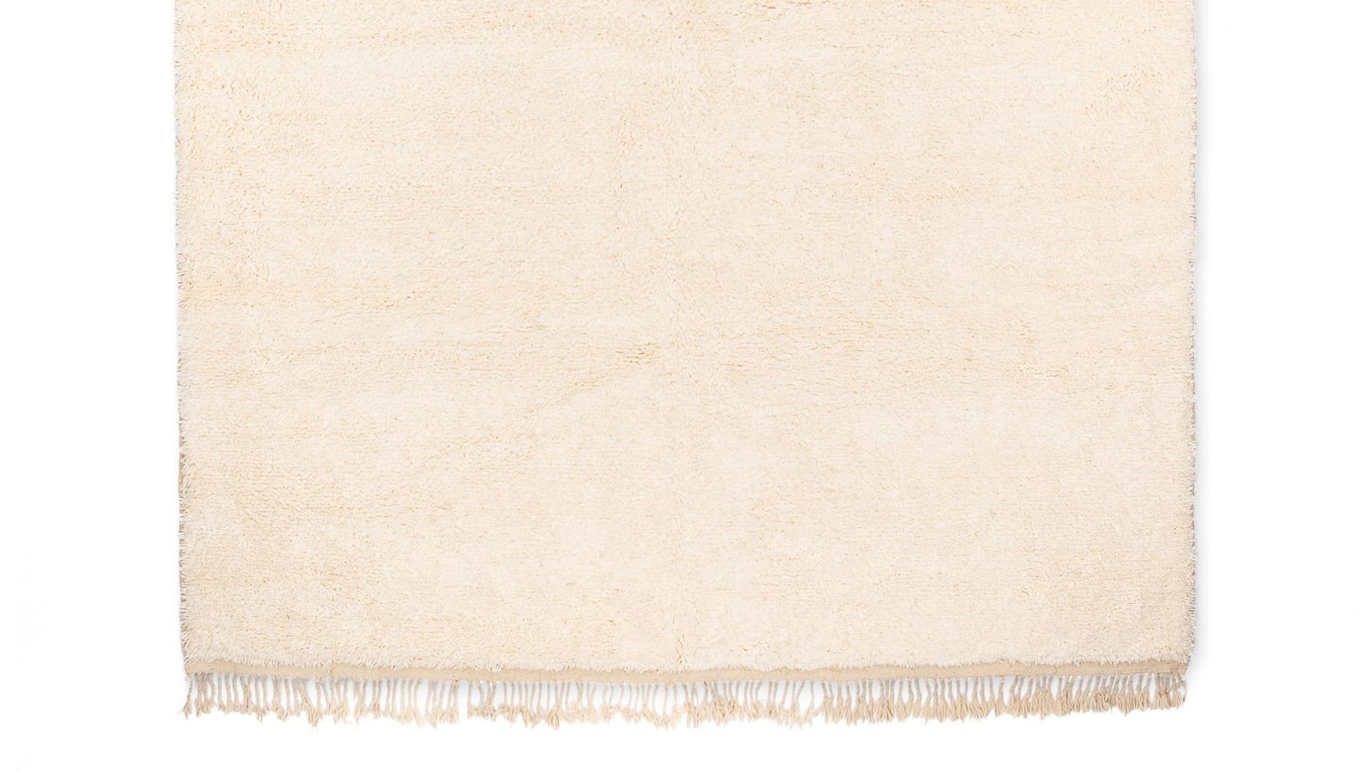 Moroccan Rug Handmade Wool - Ivory Neutral Plush Boho Area Rug for Living Room Bedroom - Beni Ourain