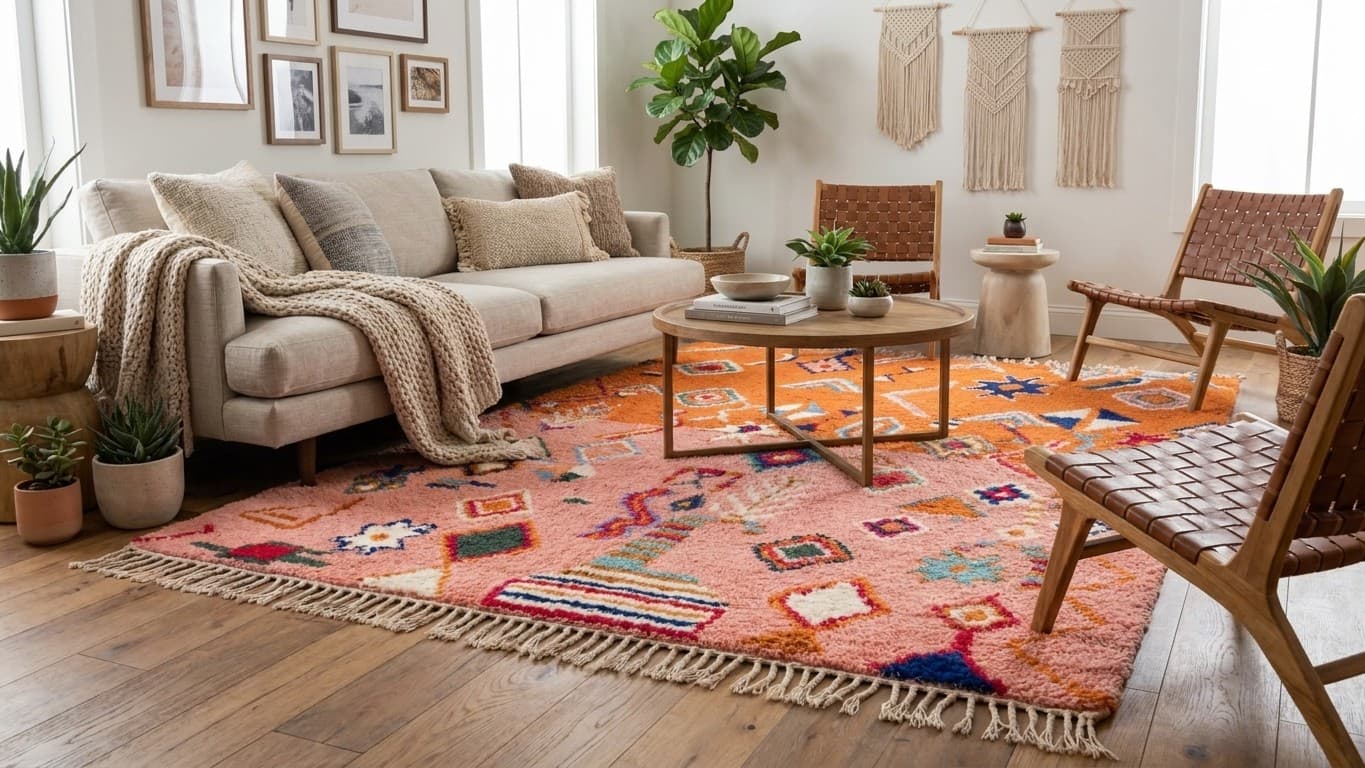 Handmade Wool Rugs Boho Living Room Decor