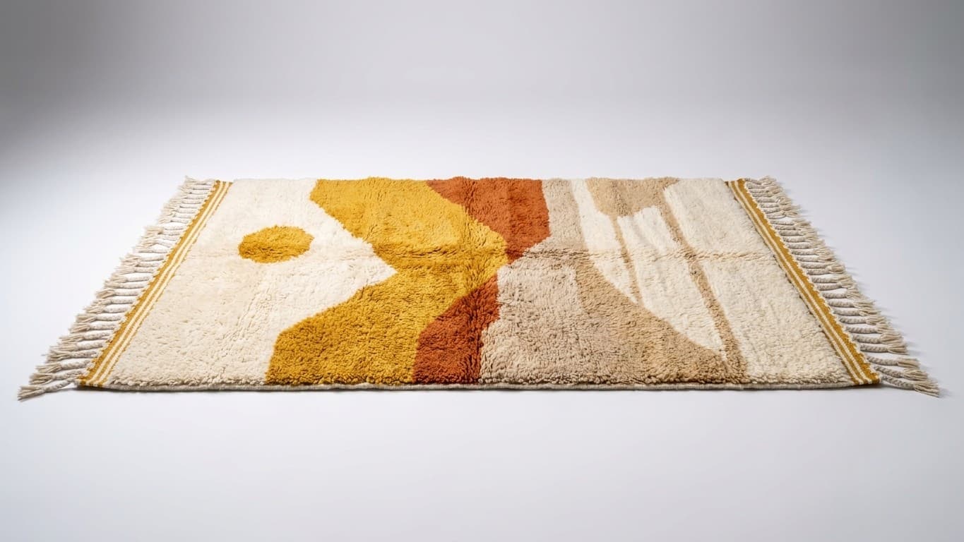 Handmade Wool Rugs Beni Mrirt Custom Size Boho Living Room
