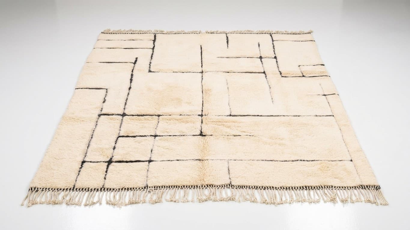 Handmade Wool Beni Mrirt Rug Boho Decor Custom Size