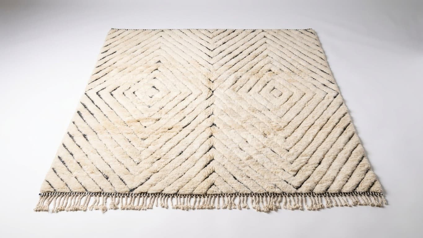 Handmade Wool Rugs Beni Mrirt Custom Size Boho Home Decor