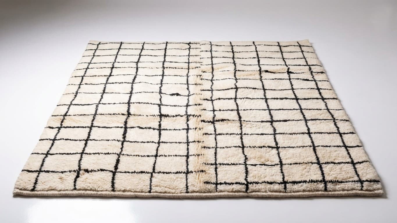 Handmade Wool Beni Mrirt Rug Boho Custom Size Bedroom Decor