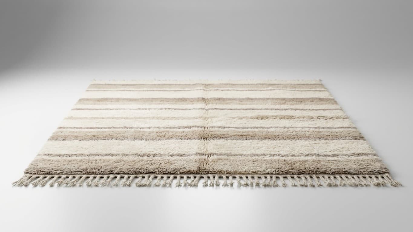Handmade Wool Rug Beni Mrirt Custom Size Boho Living Room