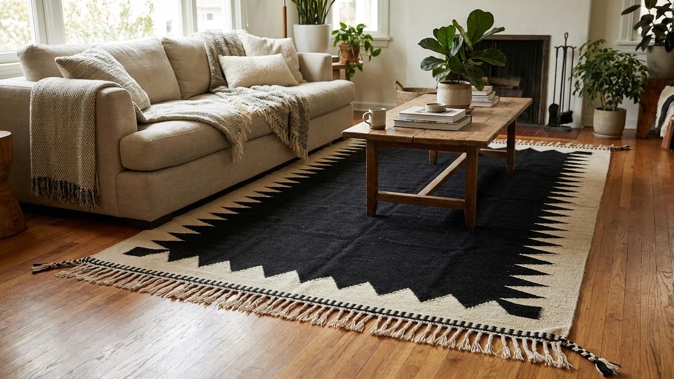 Handmade Wool Rug Kilim Taznakht Boho Decor Custom Size
