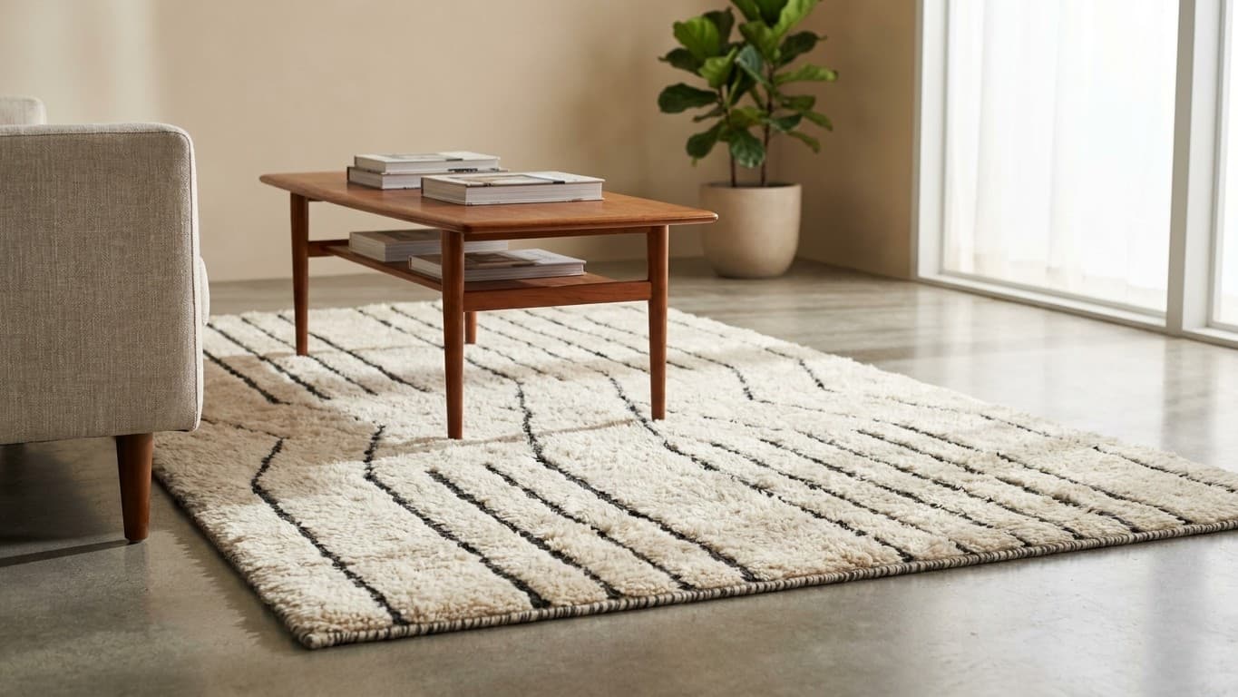 Handmade Wool Rug Custom Size Boho Beni Mrirt Bedroom Decor