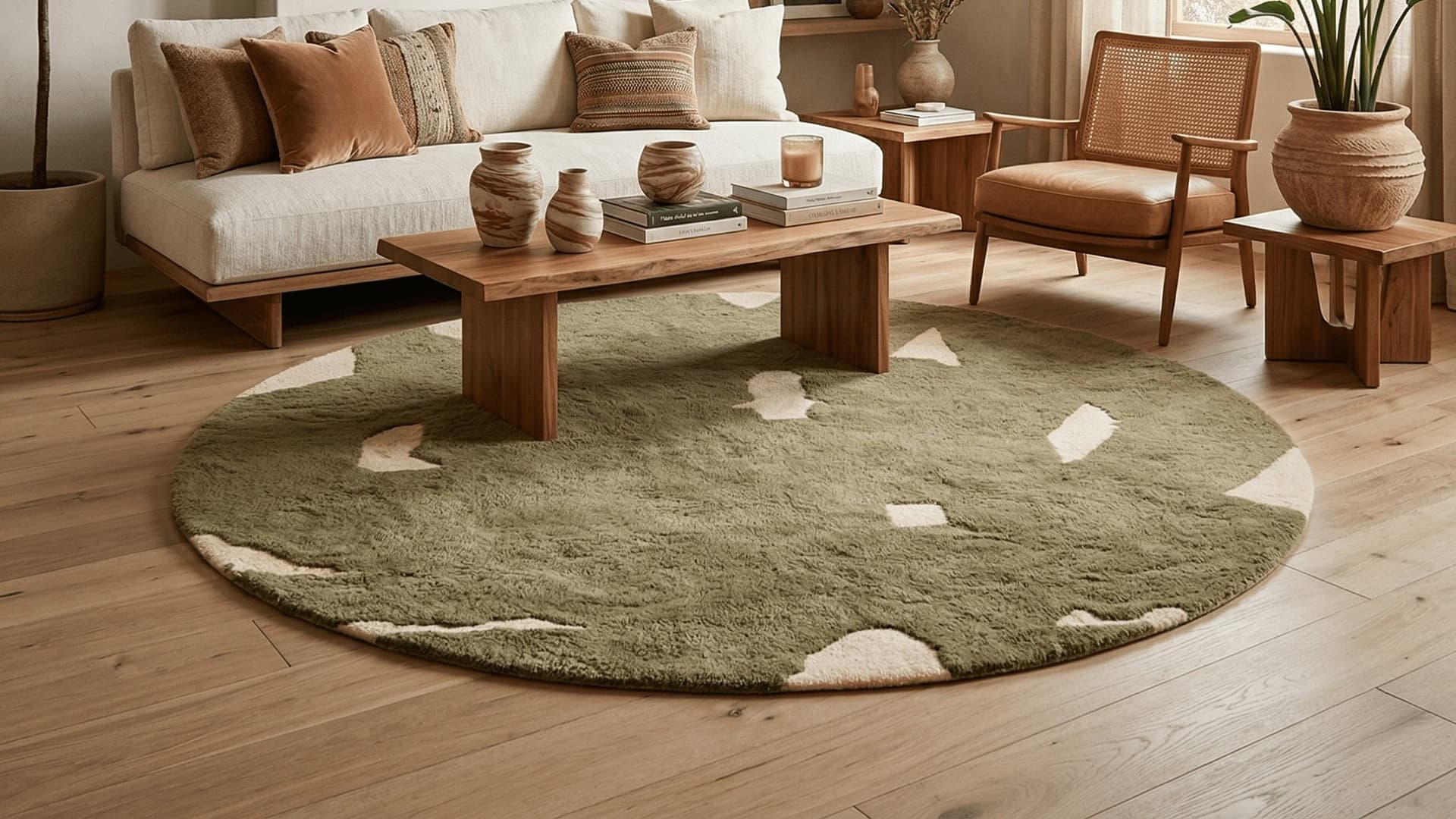 Handmade Wool Rug Beni Mrirt Boho Style Living Room Custom Size