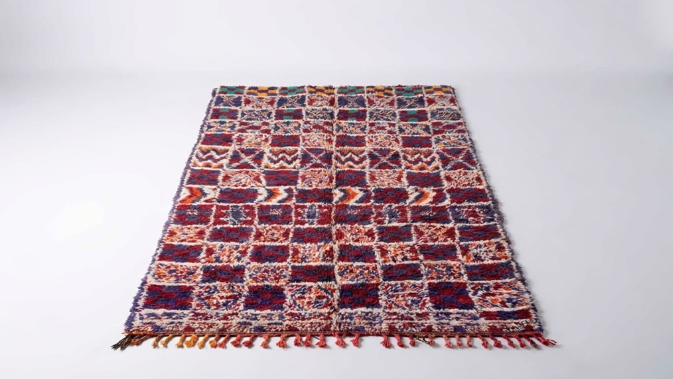 Handmade Wool Boujad Rug Custom Size Boho Living Room