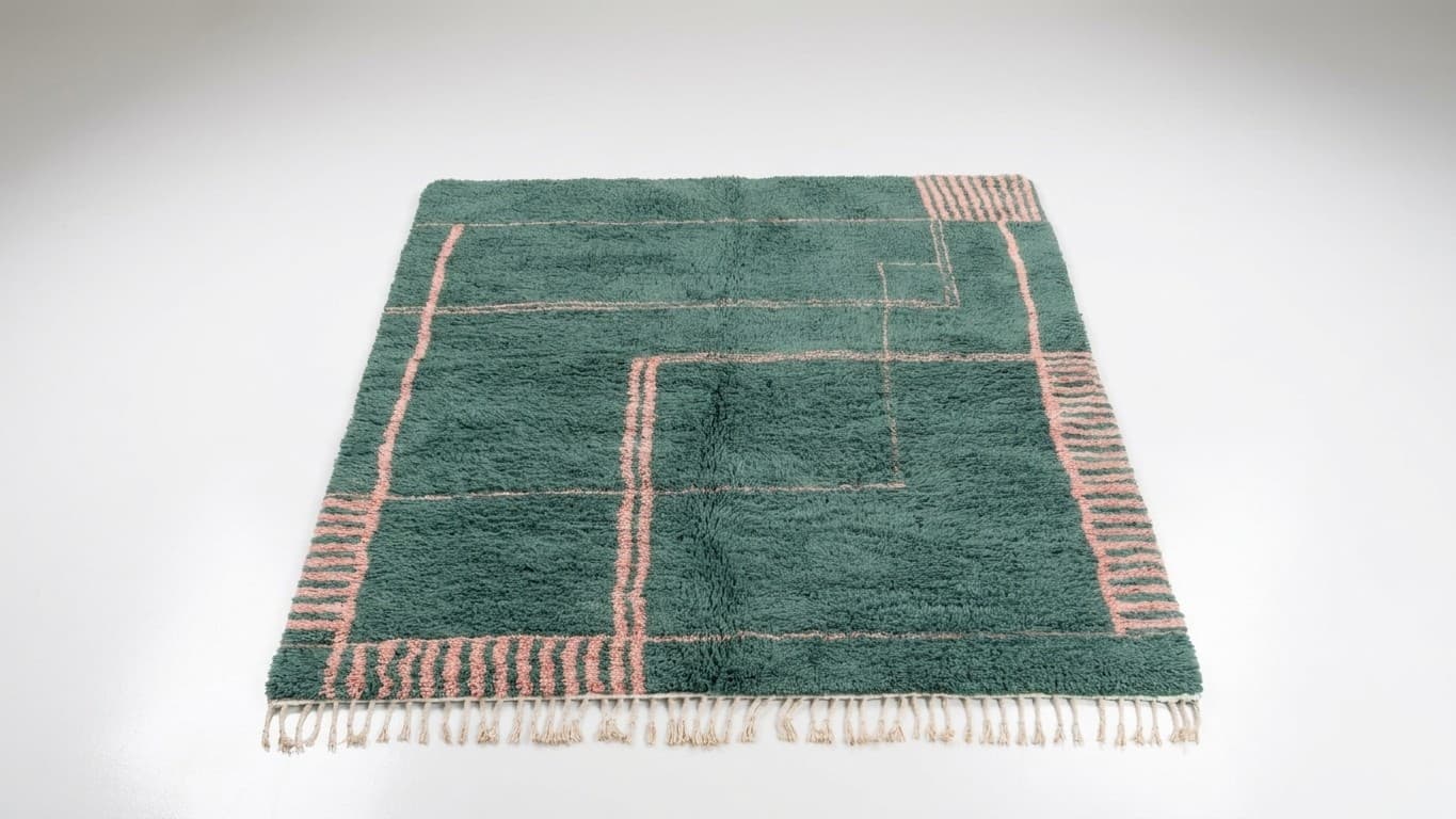 Handmade Wool Beni Ourain Rug Boho Living Room Decor