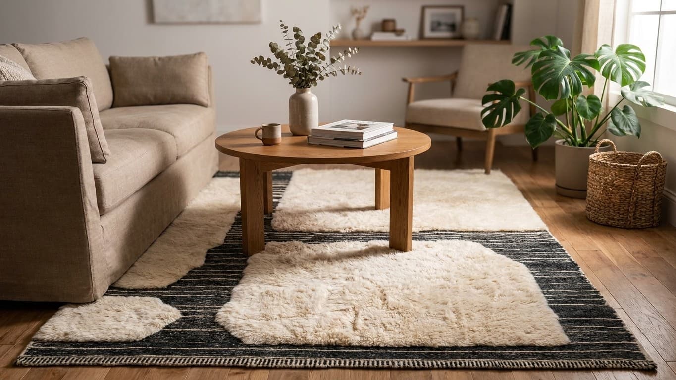 Handmade Wool Rugs Beni Mrirt Boho Living Room Decor