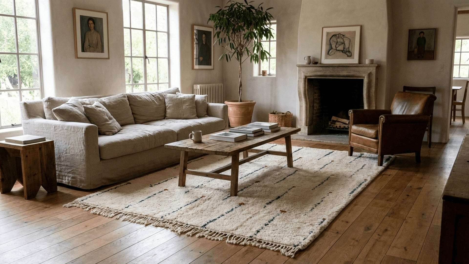 Ivory Stem Beni Ourain Rug
