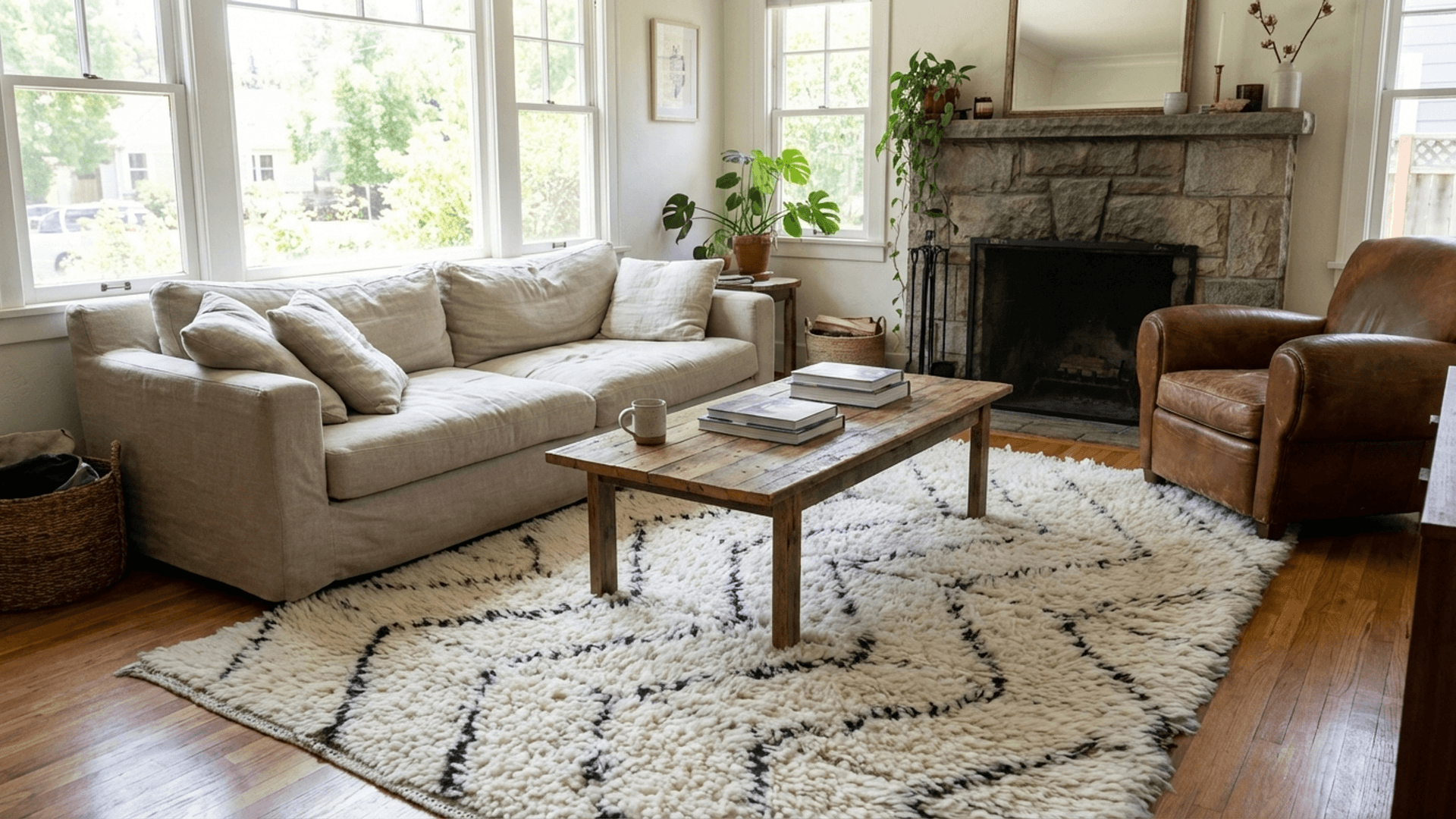 Ivory Chevron Beni Ourain Rug