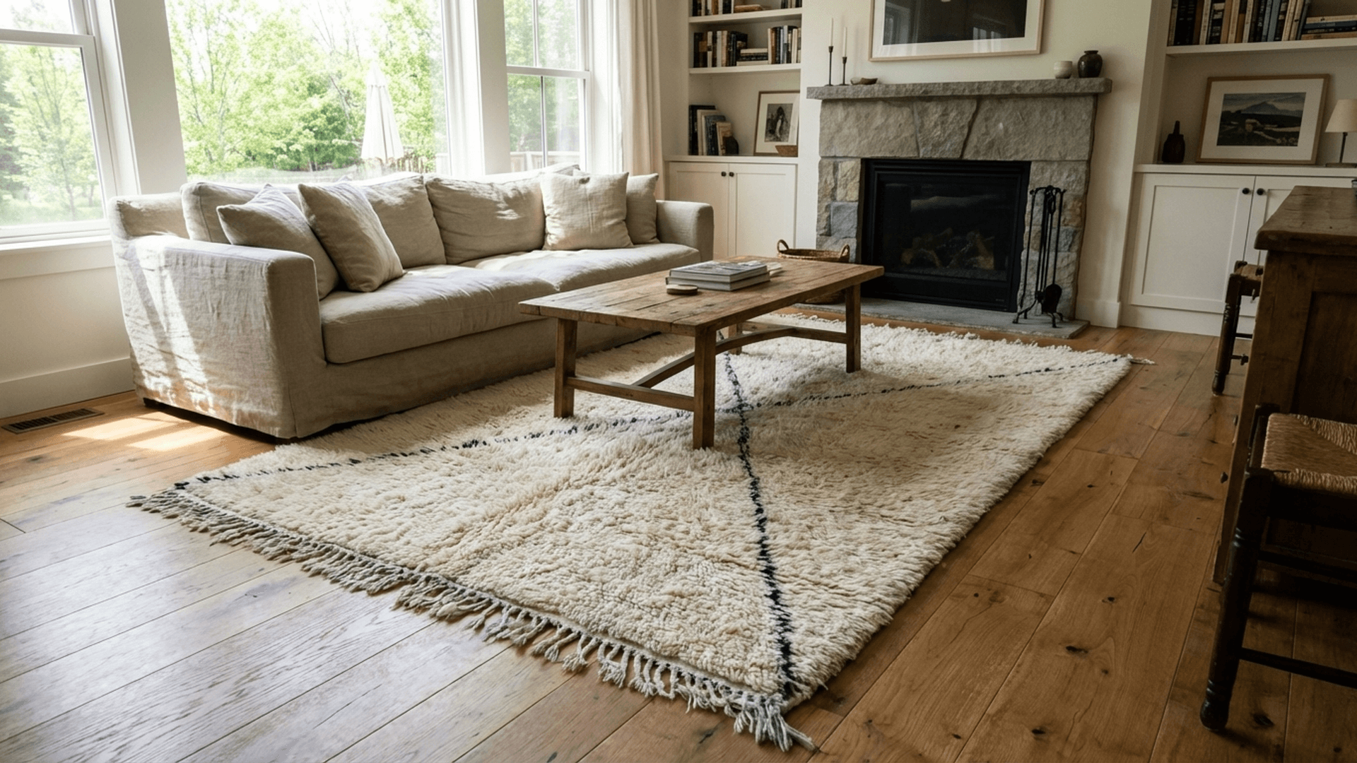 Ivory Diagonal X Beni Ourain Rug