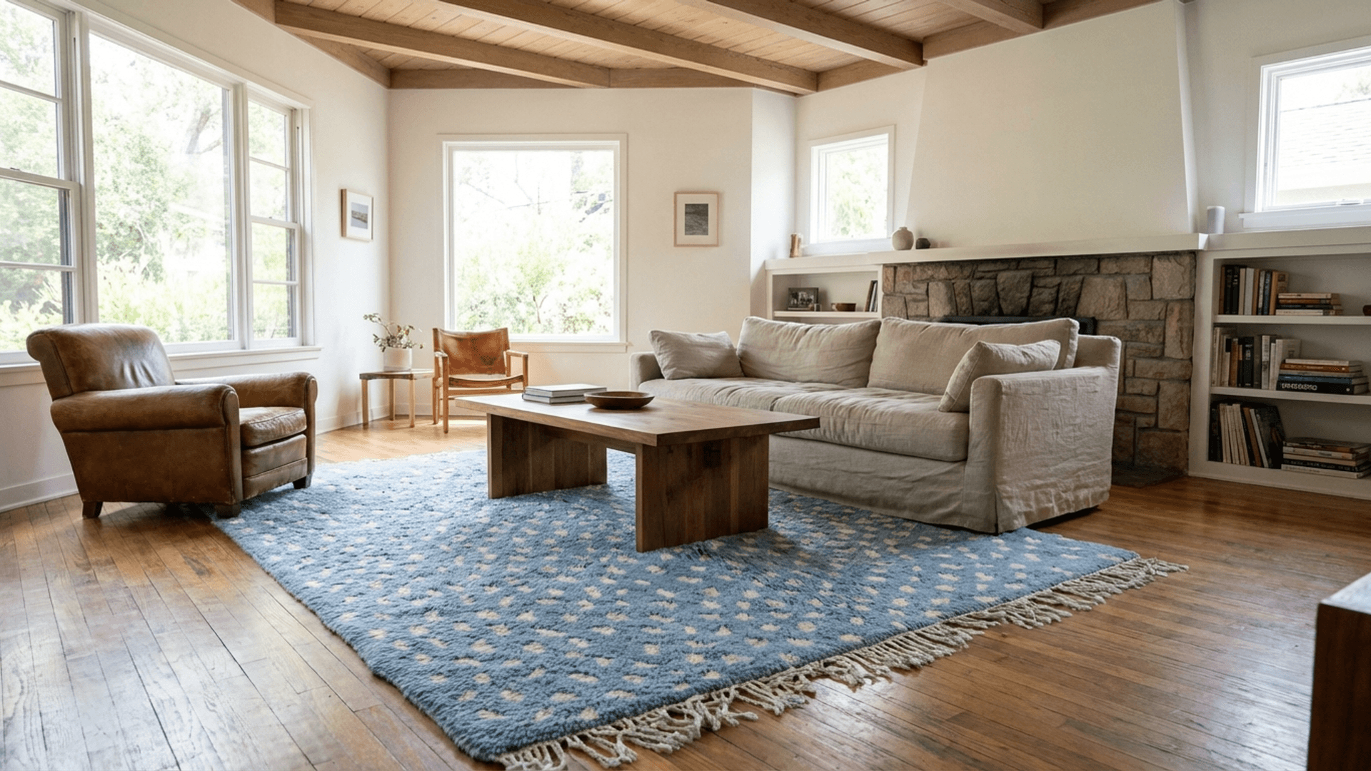 Blue Speckled Shag Rug
