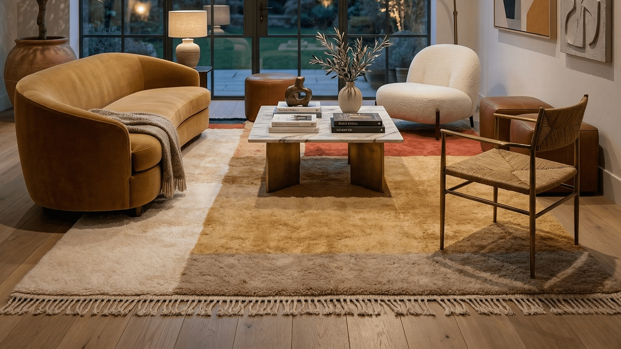 Handmade Wool Rugs - Beni MrirtBoho Living Room Decor