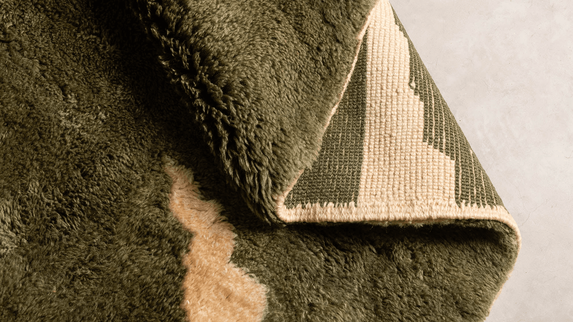 Moroccan Rug Handmade Wool - Olive Green Neutral Modern Boho Area Rug for Living Room Bedroom - Beni Mrirt