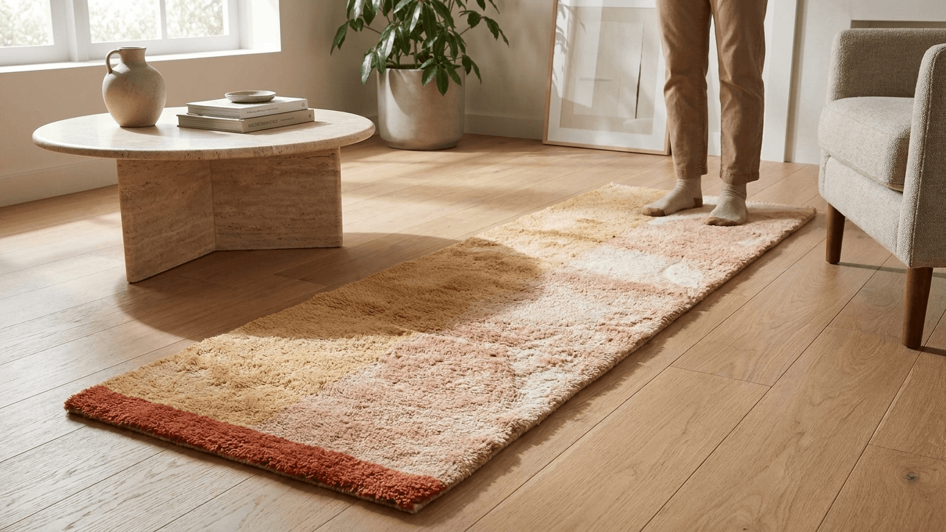 Handmade Wool Beni Mrirt Rug Boho Bedroom Decor