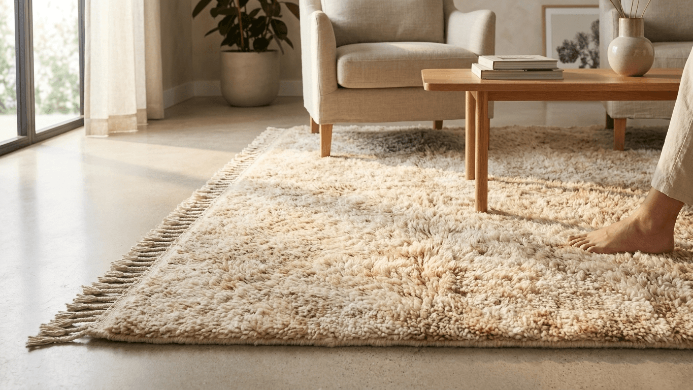 Handmade Wool Rug Beni Mrirt Custom Size Boho Decor
