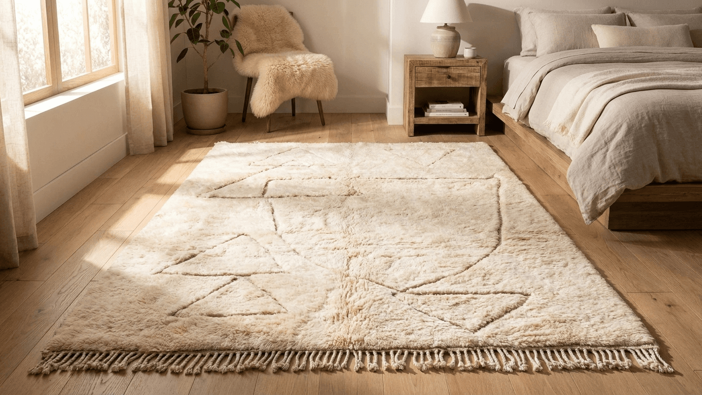 Handmade Wool Rug Beni Mrirt Custom Size Boho Home Decor